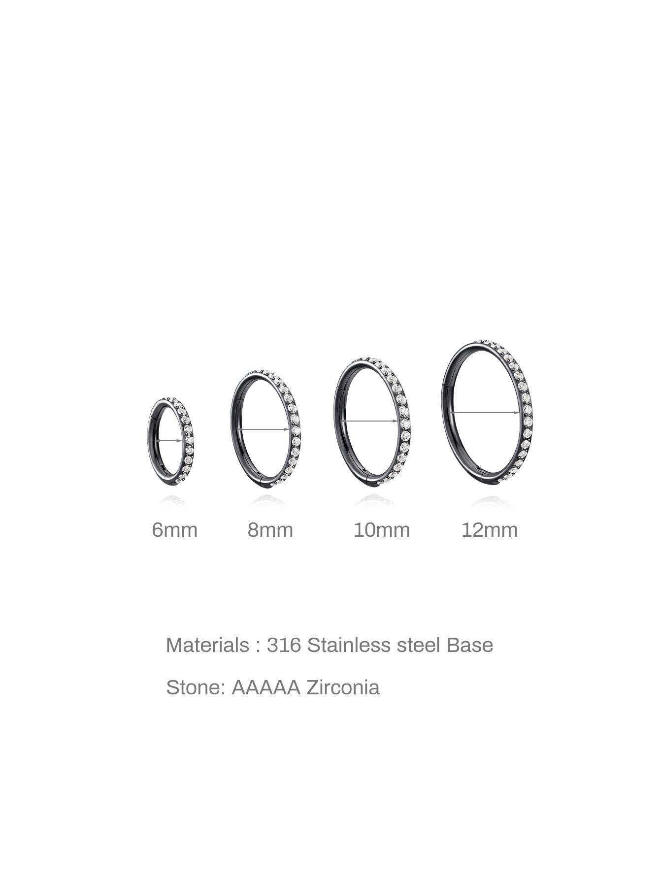 Titanium Waterproof Multiple Sizes 5A CZ Cartilage Hoop 16g 18g-Olarajewelry