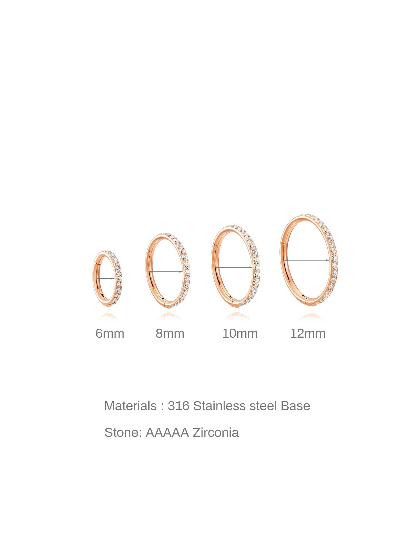 Titanium Waterproof Multiple Sizes 5A CZ Cartilage Hoop 16g 18g-Olarajewelry