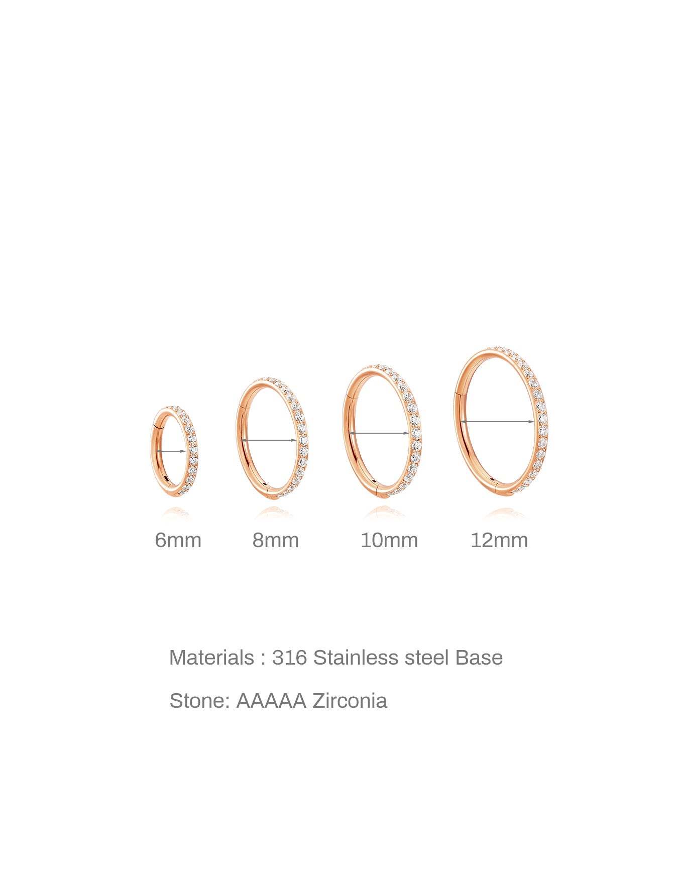 Titanium Waterproof Multiple Sizes 5A CZ Cartilage Hoop 16g 18g-Olarajewelry