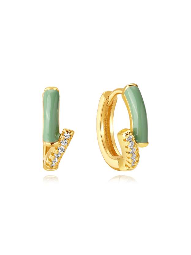 S925 Forest Fairy Green Oil Drop Zirconia S925 Earring Set-Olarajewelry