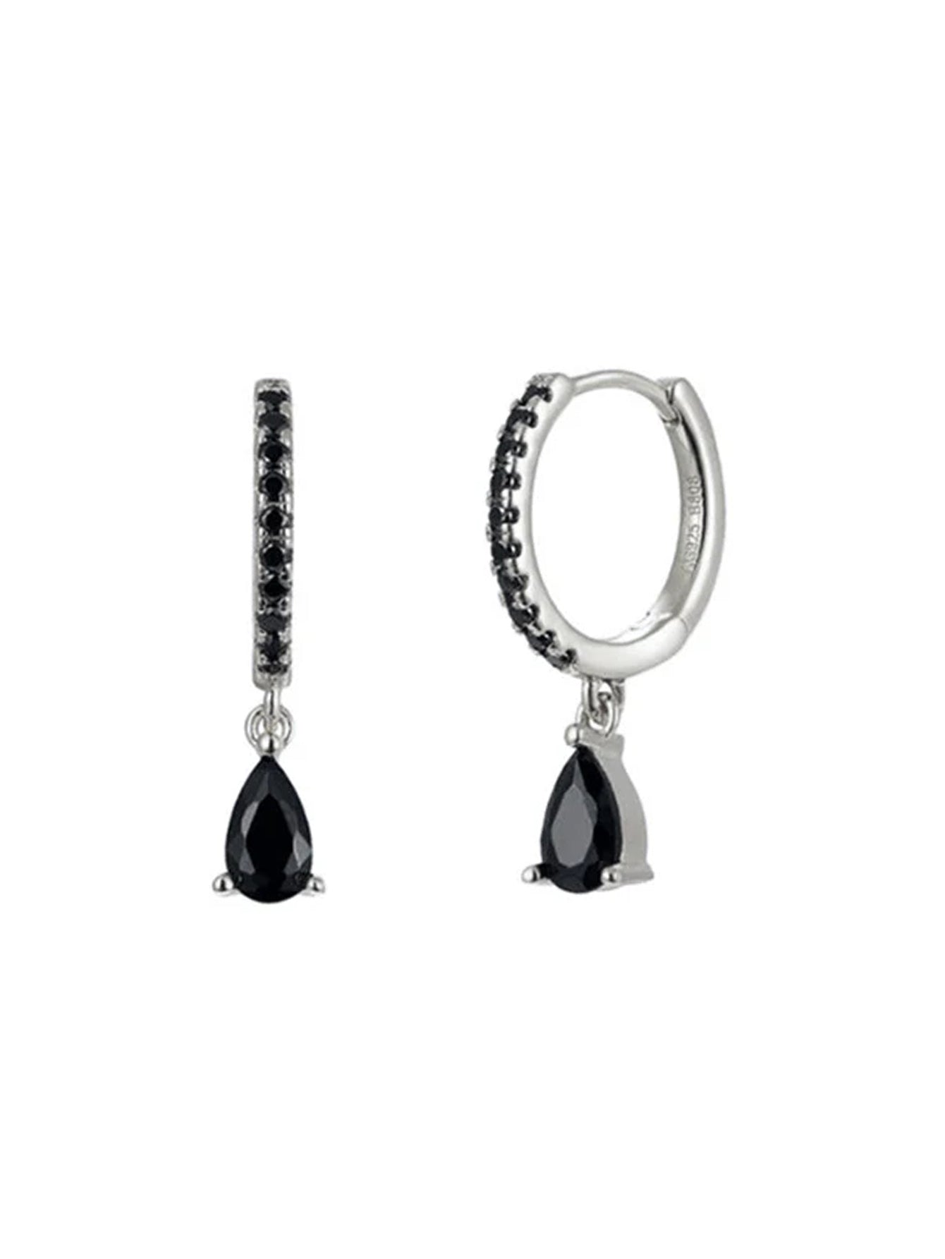 S925 Shiny Obsidian Flower Stud Earrings Set-Olarajewelry