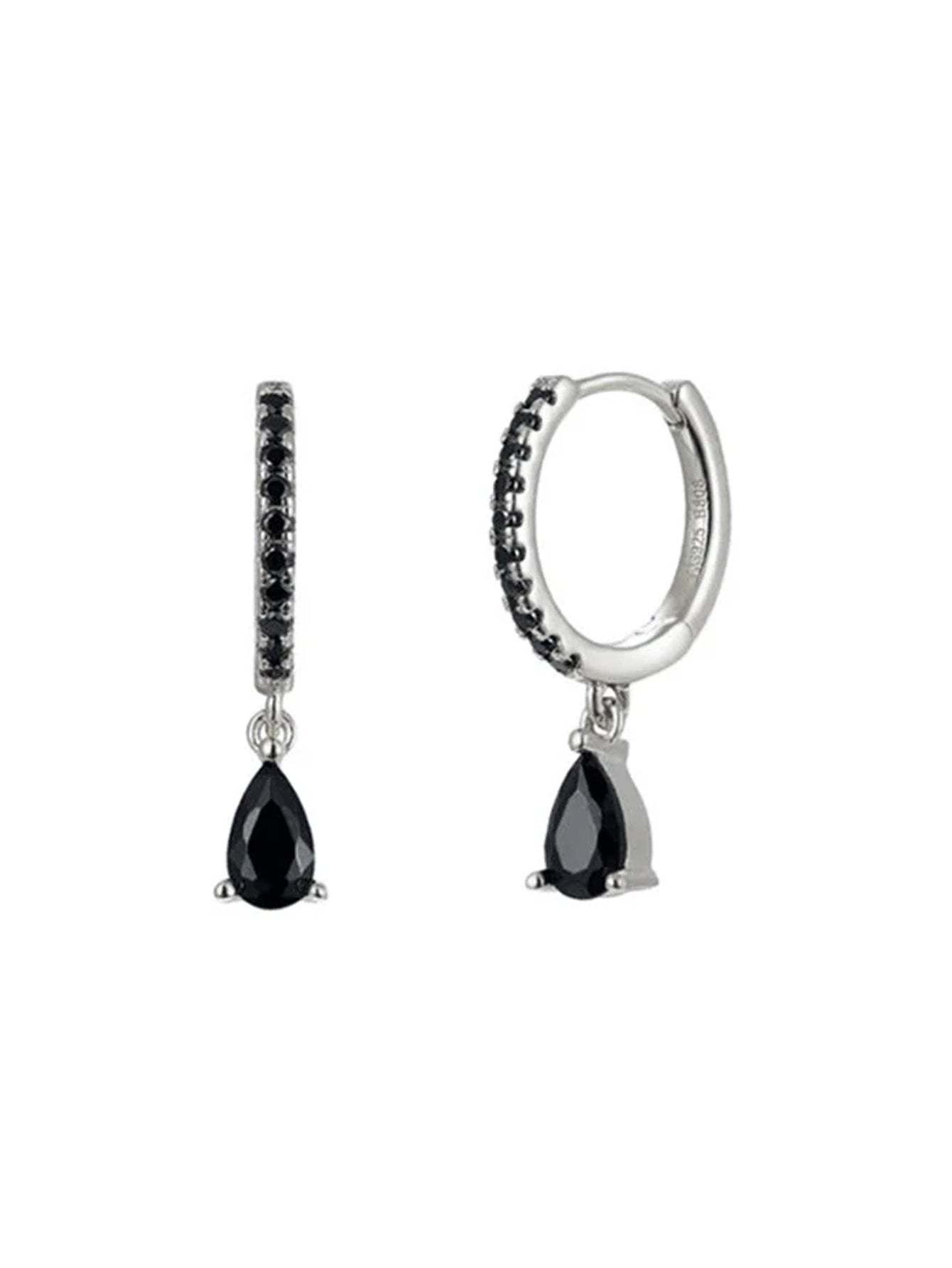 S925 Shiny Obsidian Flower Stud Earrings Set-Olarajewelry