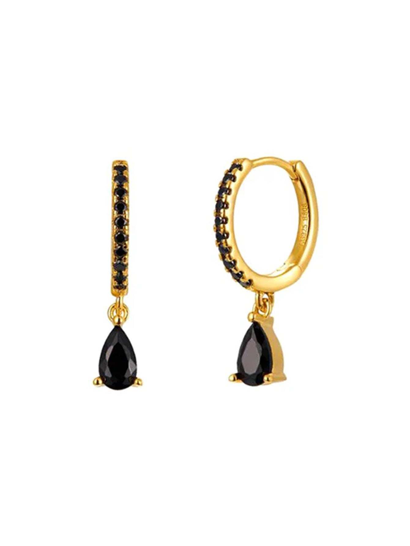S925 Shiny Obsidian Flower Stud Earrings Set-Olarajewelry