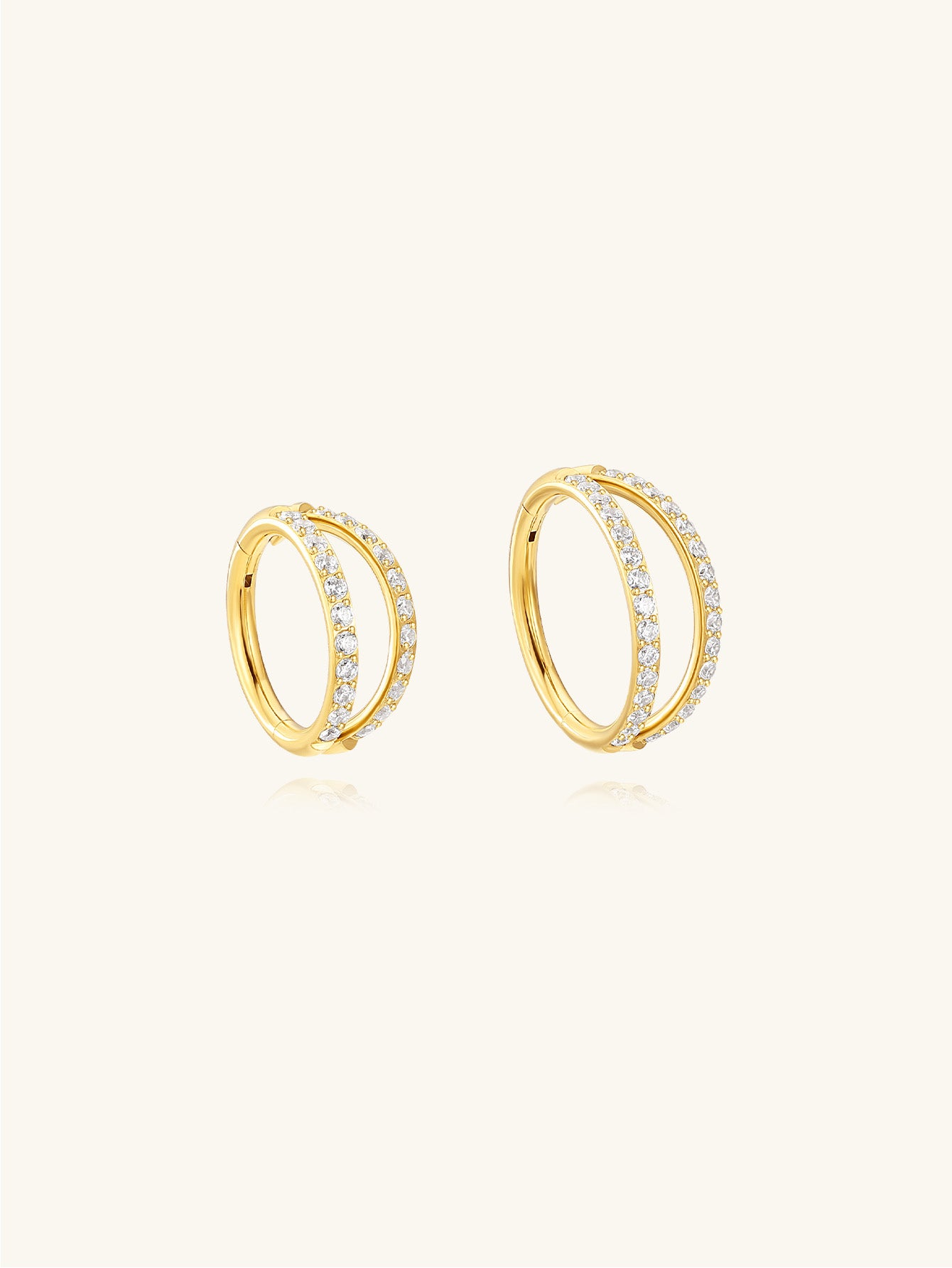 Titanium Waterproof Multiple Sizes 5A CZ Double Hoop Cartilage Hoop 16g-Olarajewelry