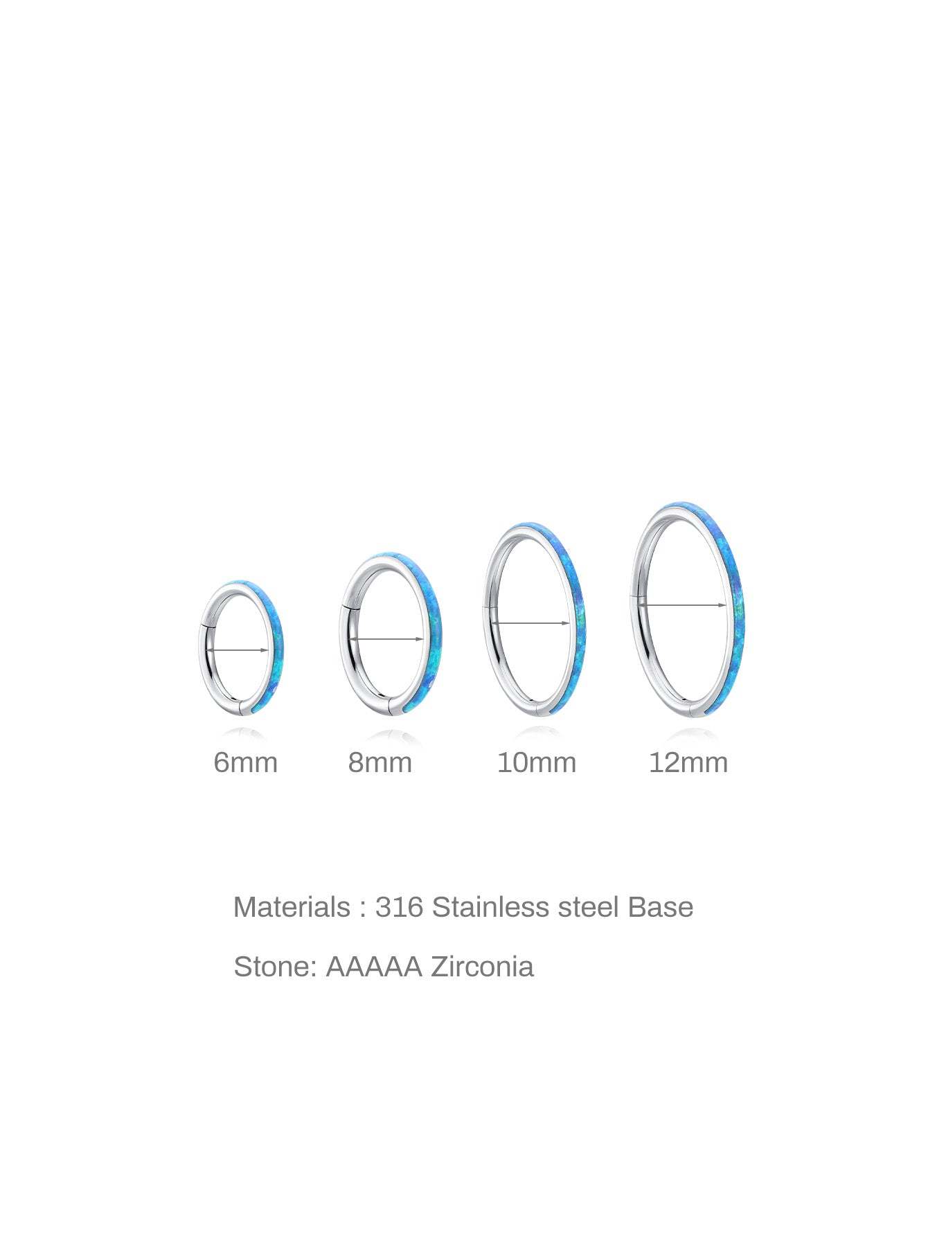 Titanium Waterproof Multiple Sizes 5A CZ Blue Opal Cartilage Hoop 16g-Olarajewelry