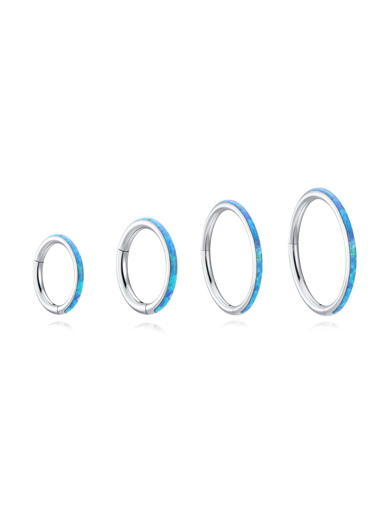 Titanium Waterproof Multiple Sizes 5A CZ Blue Opal Cartilage Hoop 16g-Olarajewelry