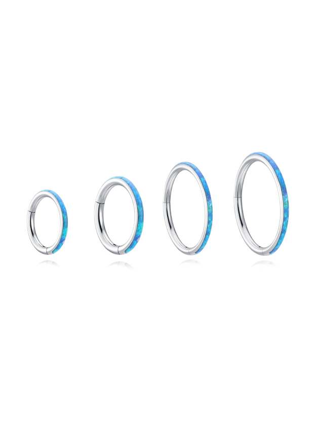 Titanium Waterproof Multiple Sizes 5A CZ Blue Opal Cartilage Hoop 16g-Olarajewelry