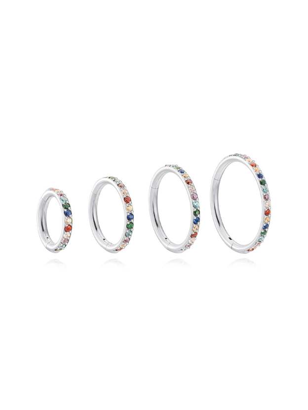 Titanium Waterproof Multiple Sizes 5A CZ Colourful Cartilage Hoop 16g-Olarajewelry
