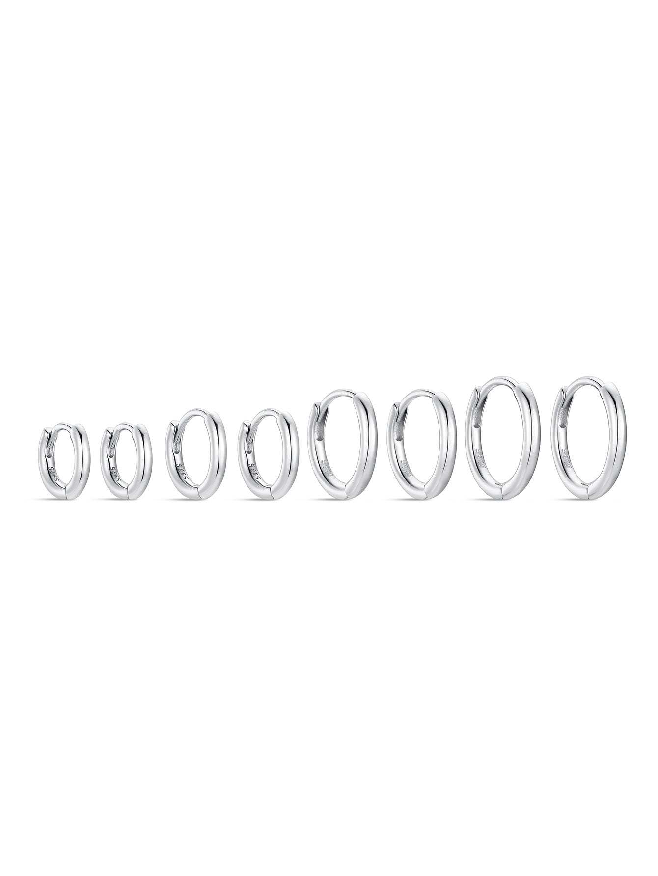 S925 Classic Sterling Silver Multi Size Daily Casual Hoop Earrings-Olarajewelry