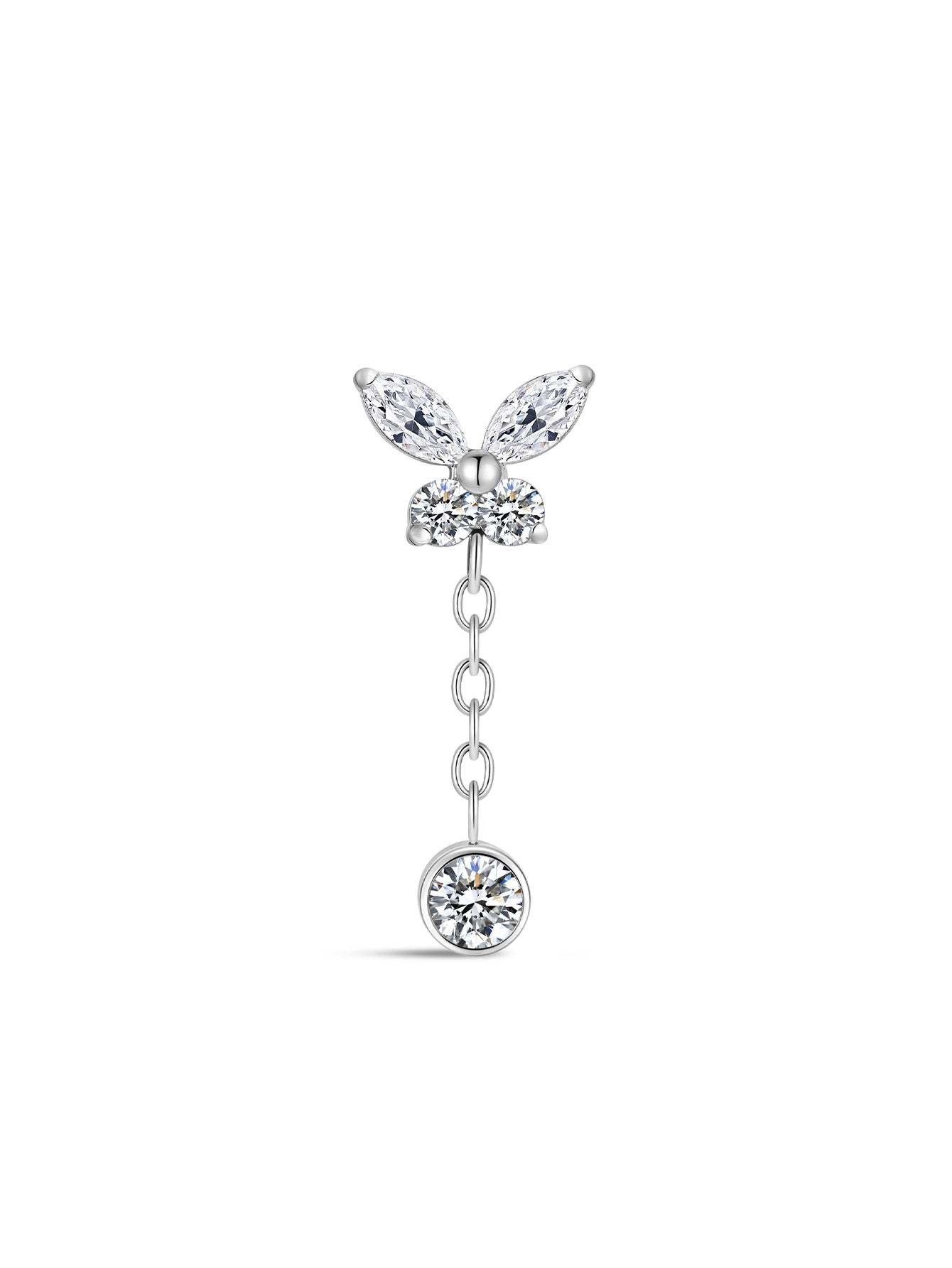 G23 Titanium Butterfly Chain Pendant Ear Piercing Stud-Olarajewelry