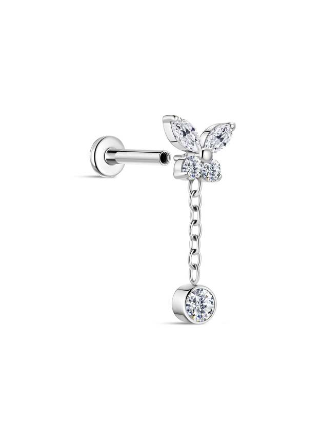 G23 Titanium Butterfly Chain Pendant Ear Piercing Stud-Olarajewelry