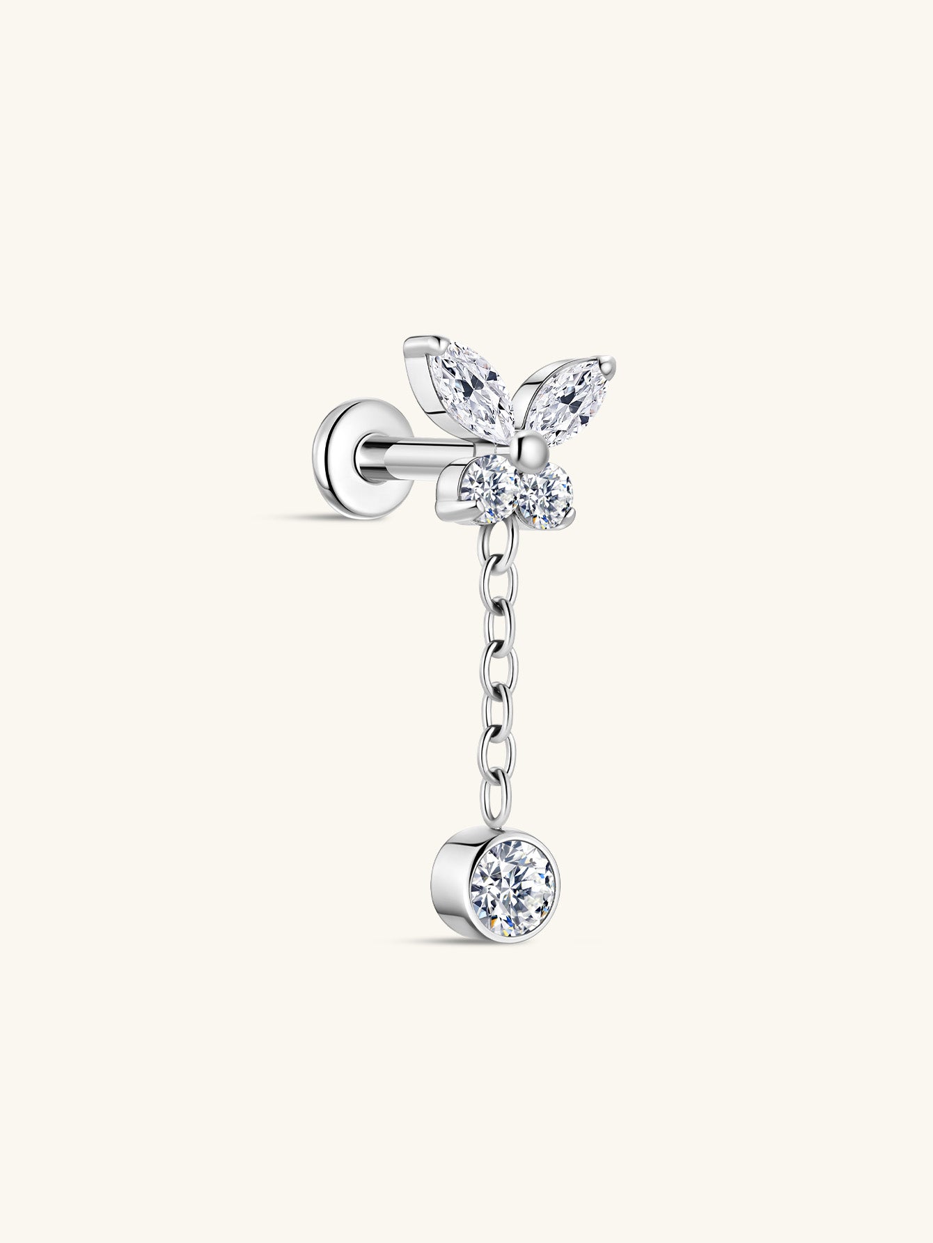 G23 Titanium Butterfly Chain Pendant Ear Piercing Stud-Olarajewelry