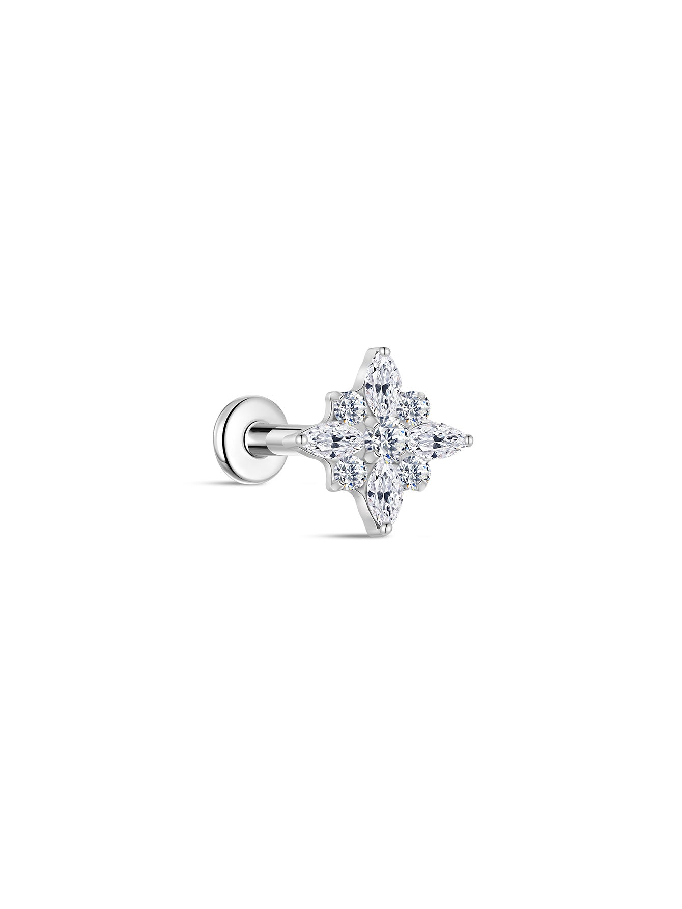 G23 Titanium Cross-shaped Zircon Ear Piercing Stud-Olarajewelry