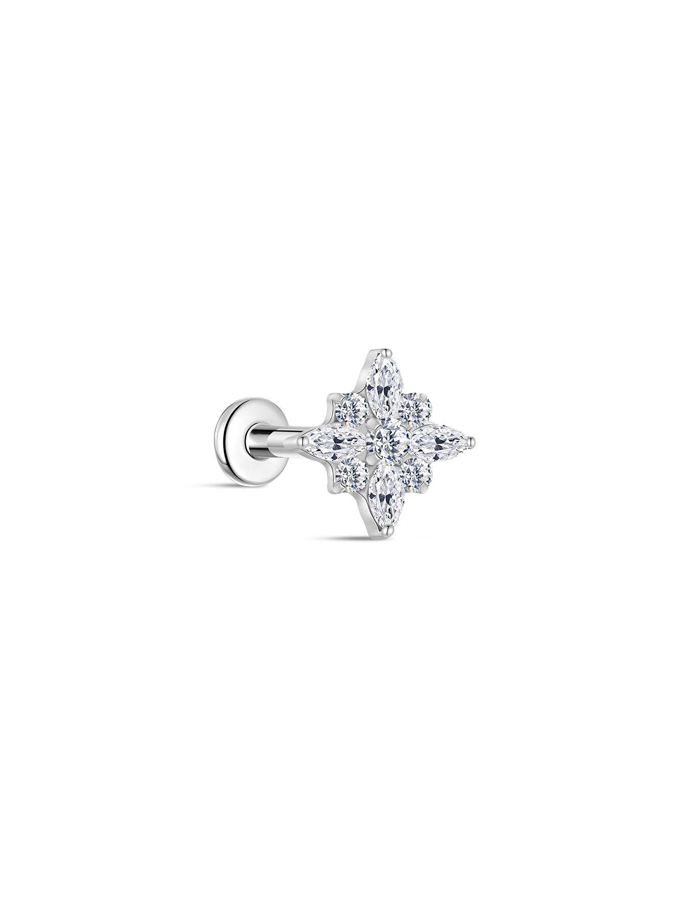G23 Titanium Cross-shaped Zircon Ear Piercing Stud-Olarajewelry