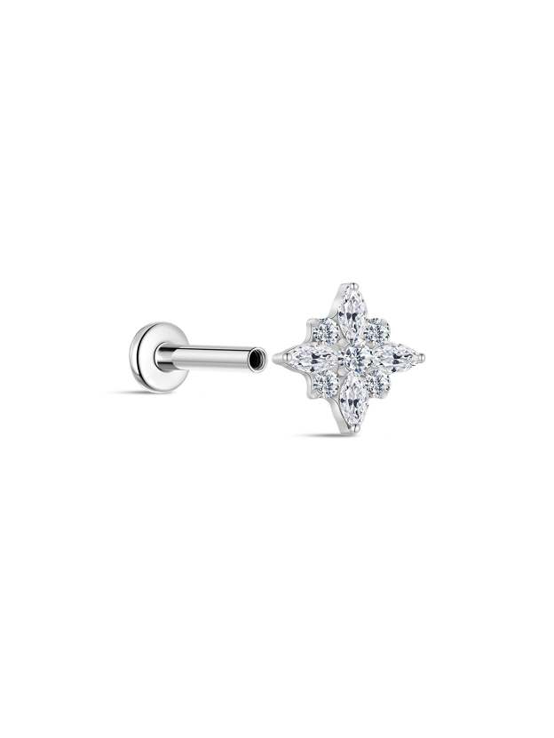 G23 Titanium Cross-shaped Zircon Ear Piercing Stud-Olarajewelry