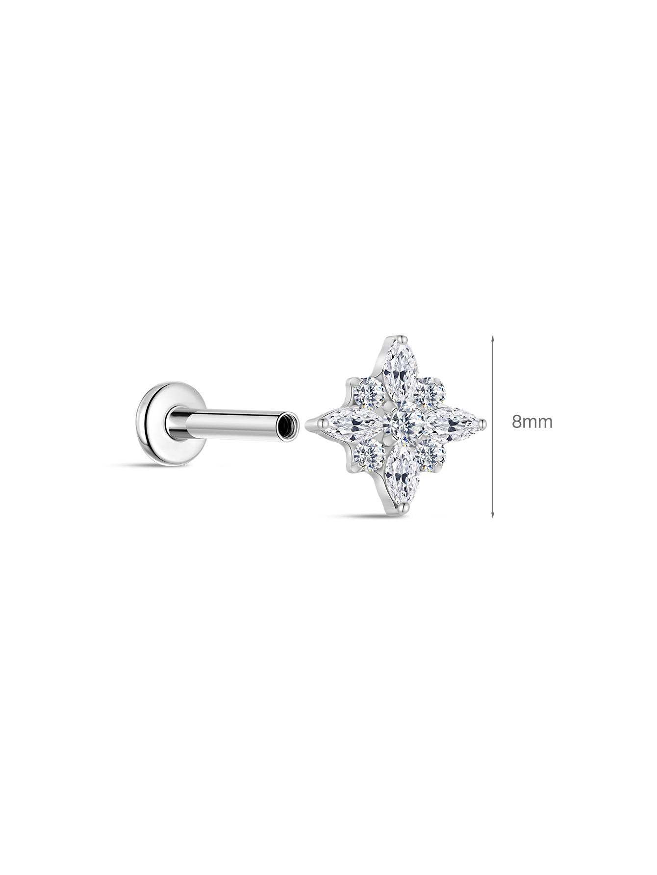 G23 Titanium Cross-shaped Zircon Ear Piercing Stud-Olarajewelry