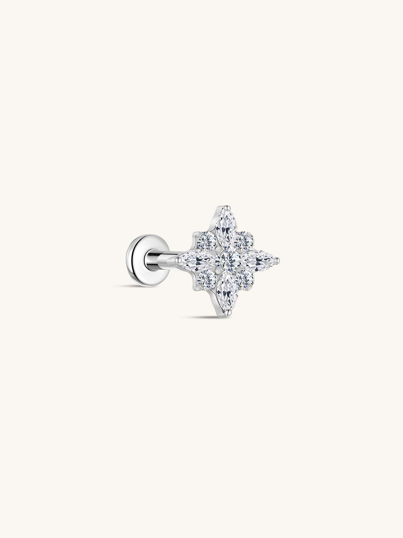 G23 Titanium Cross-shaped Zircon Ear Piercing Stud-Olarajewelry