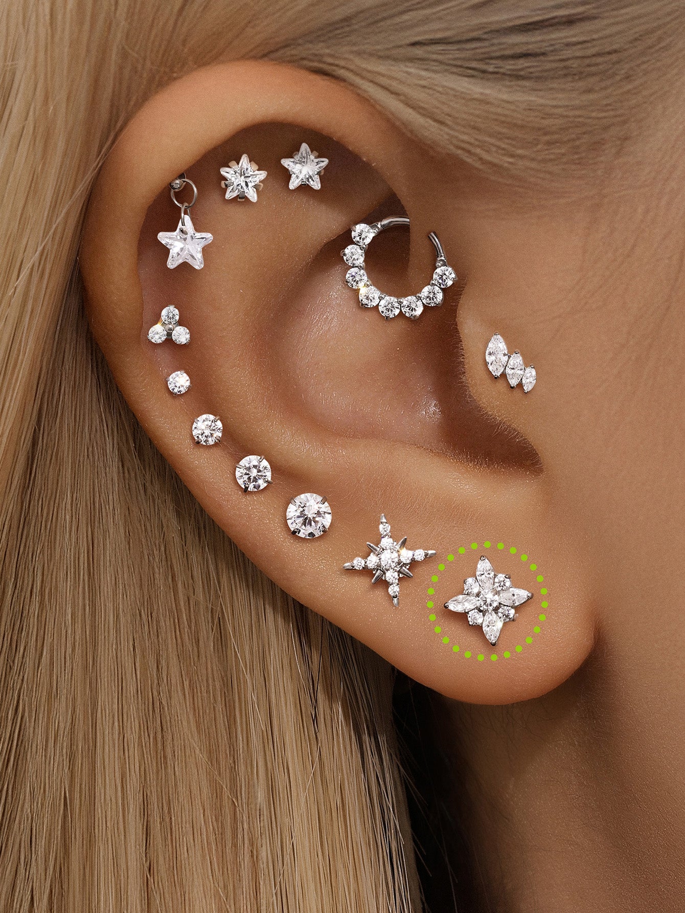 G23 Titanium Cross-shaped Zircon Ear Piercing Stud-Olarajewelry