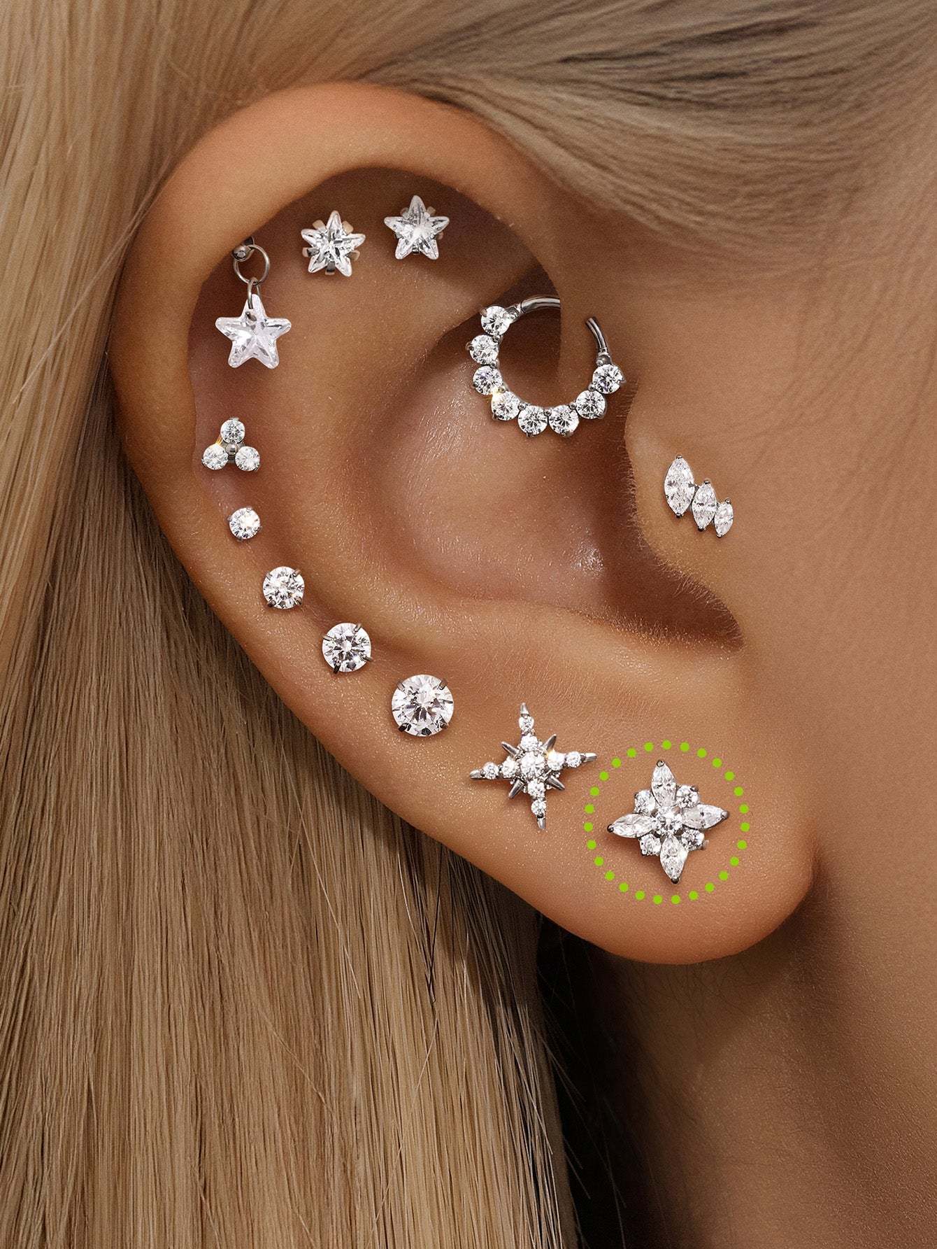 G23 Titanium Cross-shaped Zircon Ear Piercing Stud-Olarajewelry