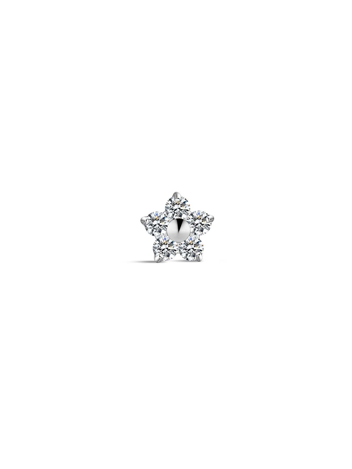 G23 Titanium Flower Shiny Zircon Ear Piercing Stud-Olarajewelry