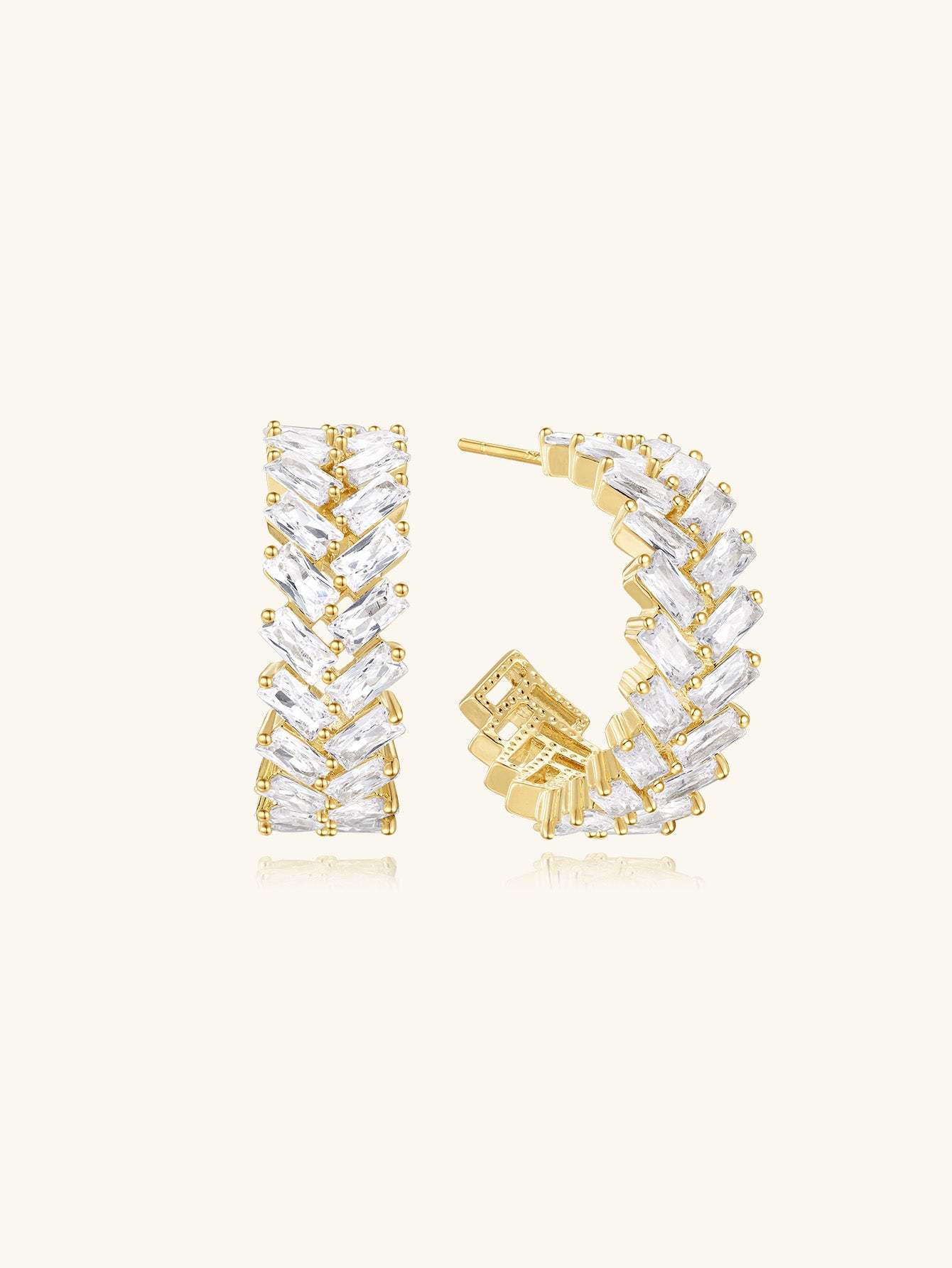 Sculptural Zirconia Hoop Earrings-Olarajewelry