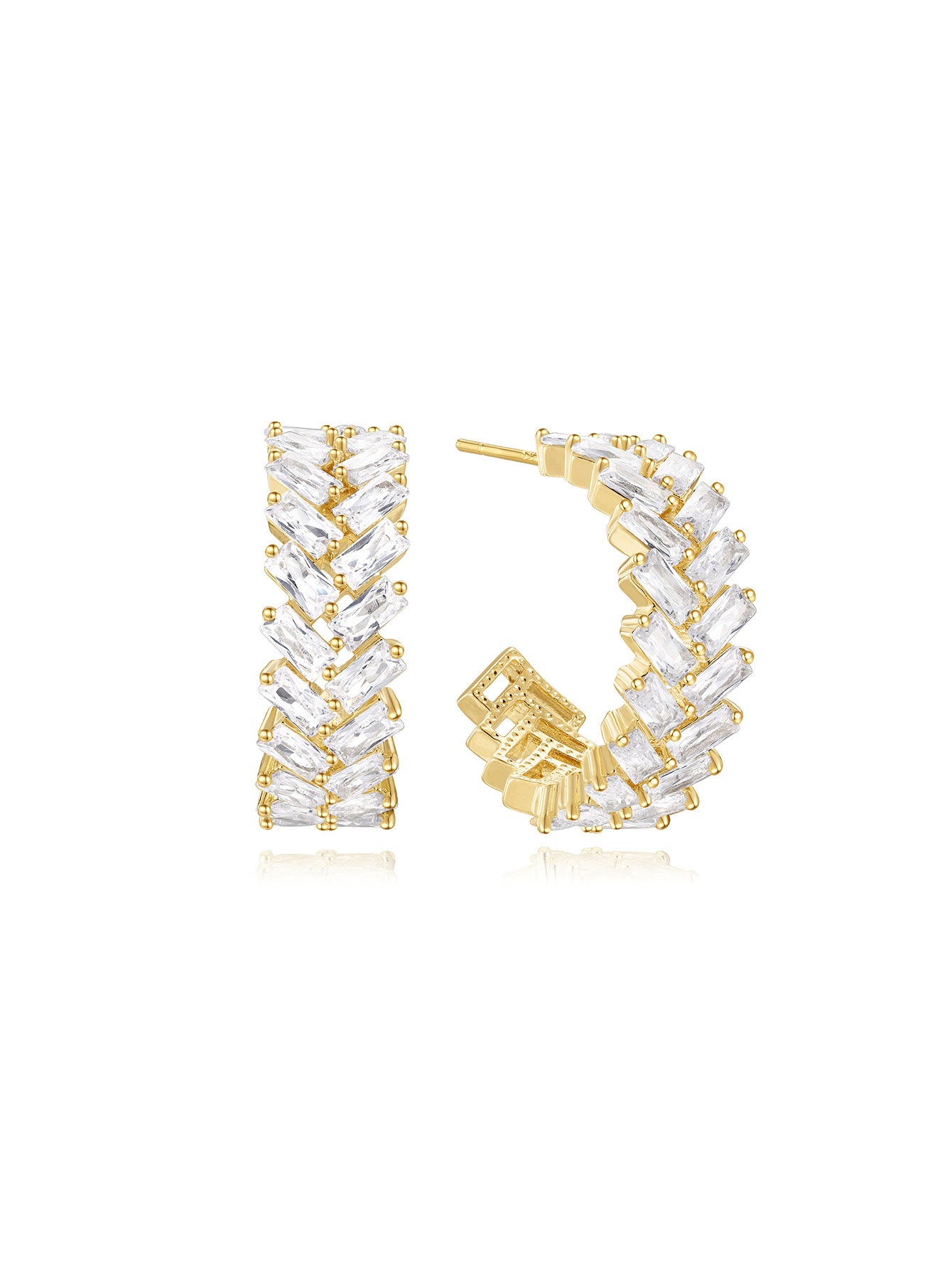 Sculptural Zirconia Hoop Earrings-Olarajewelry