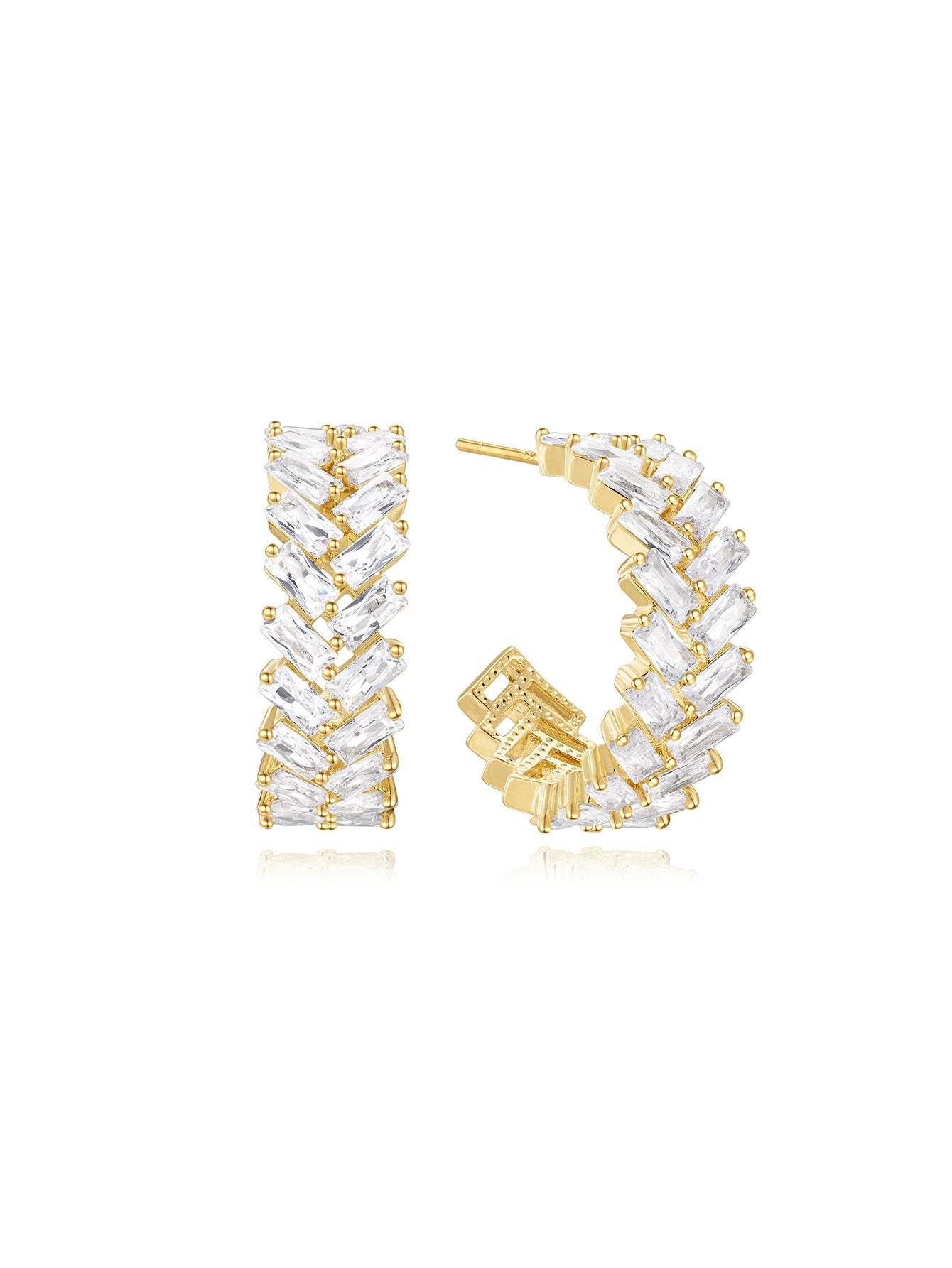 Sculptural Zirconia Hoop Earrings-Olarajewelry