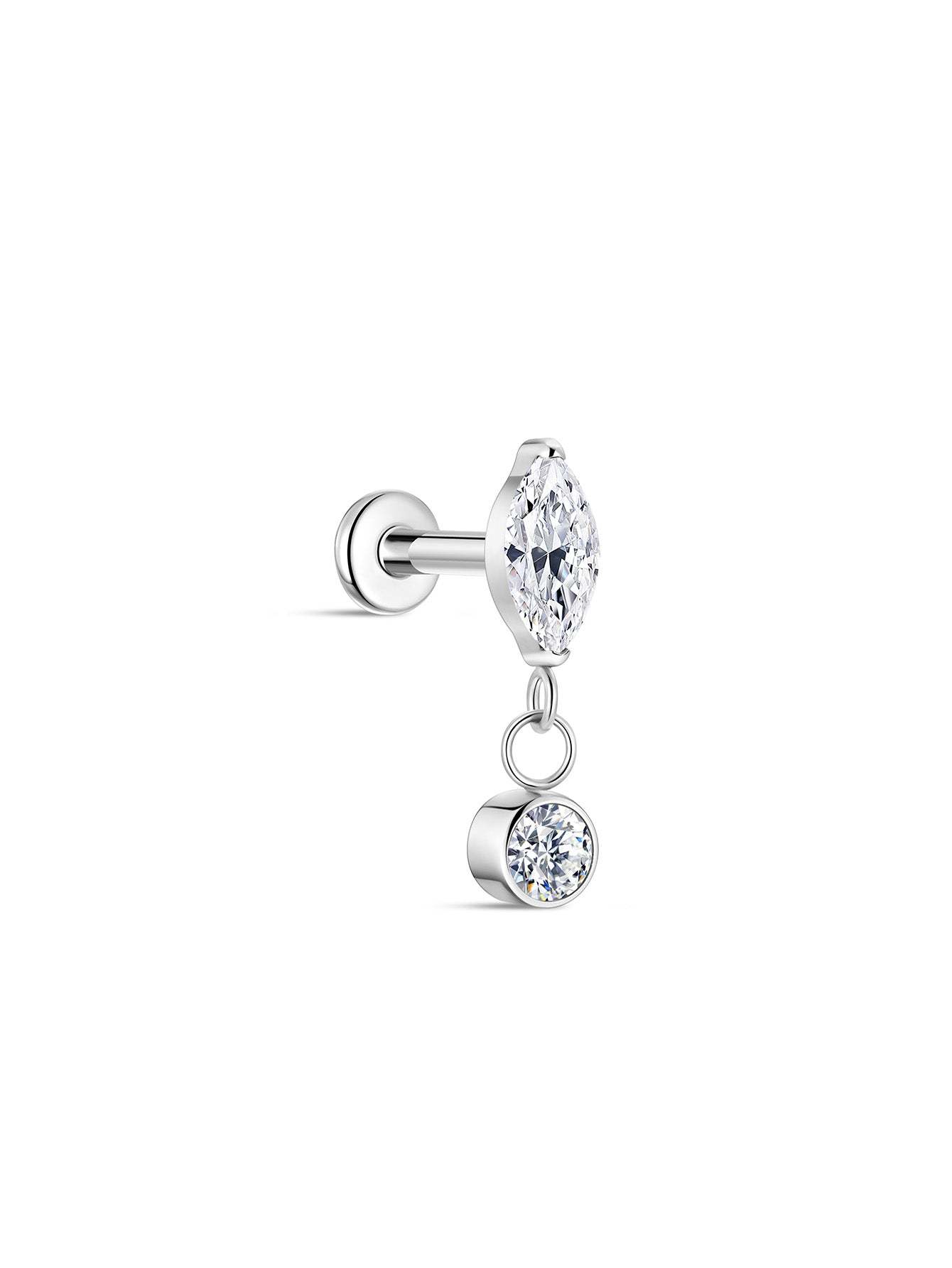 G23 Titanium Marquise Zircon Pendant Ear Piercing Stud-Olarajewelry