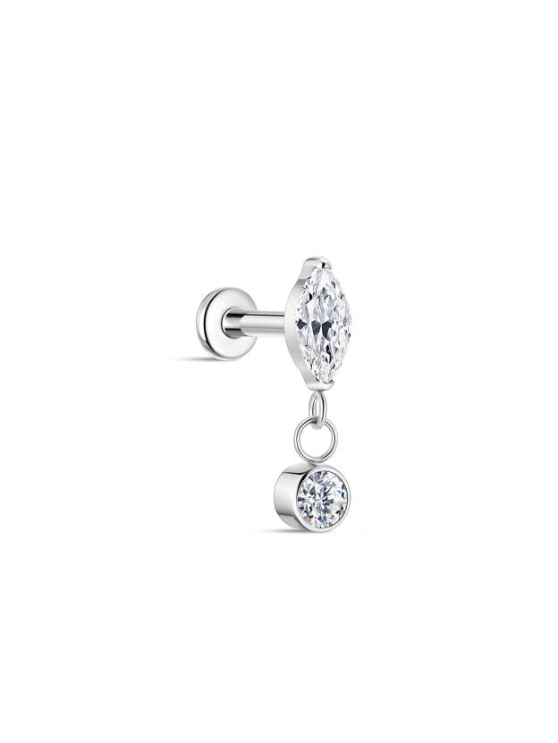 G23 Titanium Marquise Zircon Pendant Ear Piercing Stud-Olarajewelry