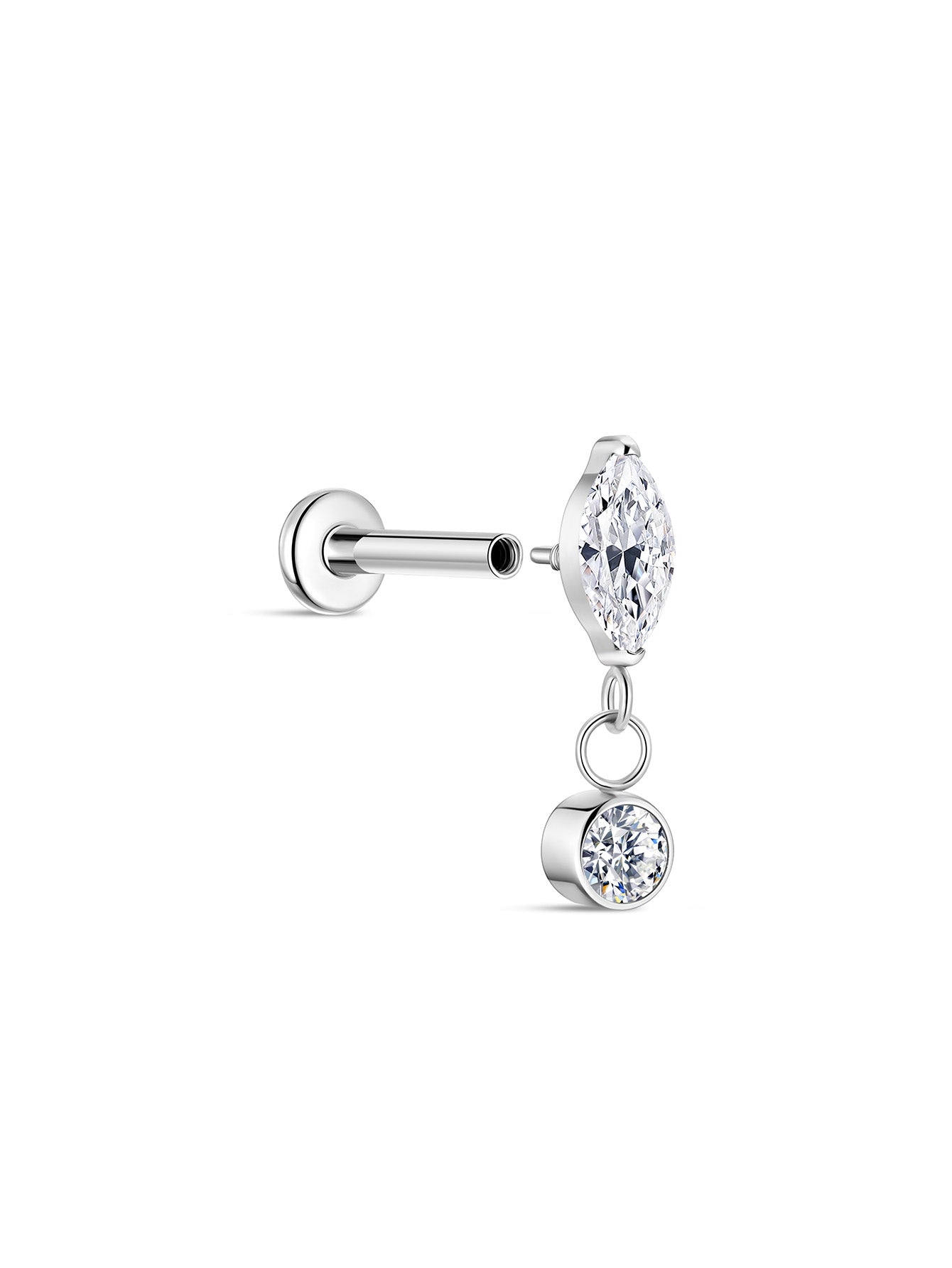 G23 Titanium Marquise Zircon Pendant Ear Piercing Stud-Olarajewelry