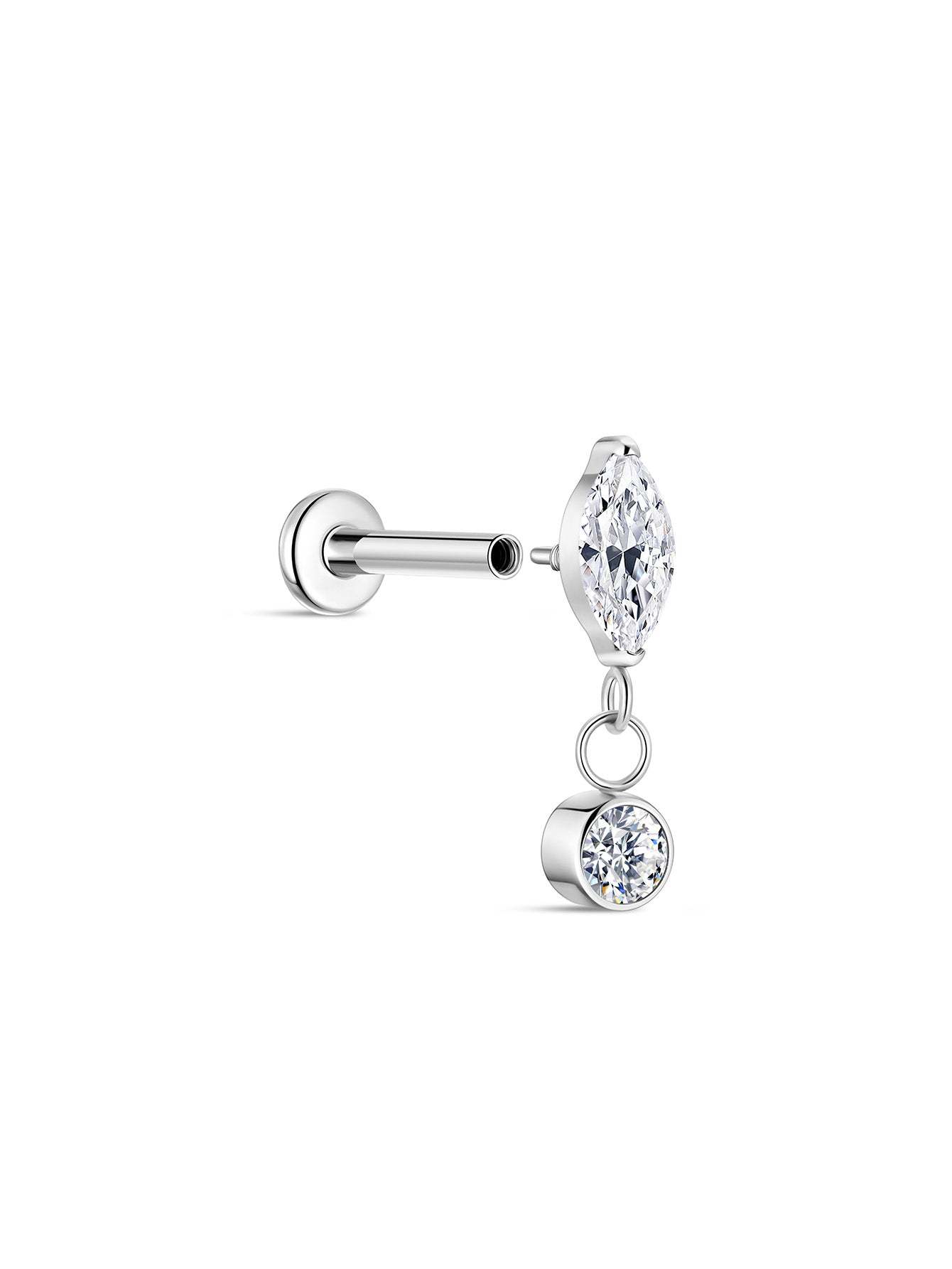 G23 Titanium Marquise Zircon Pendant Ear Piercing Stud-Olarajewelry