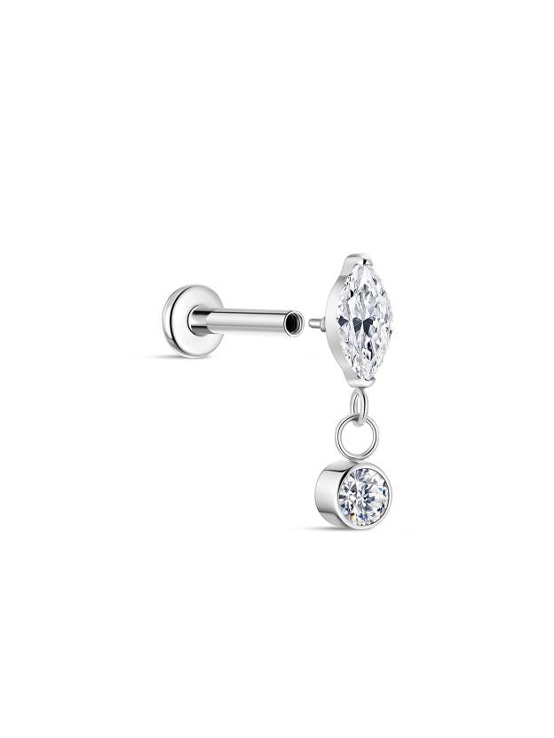 G23 Titanium Marquise Zircon Pendant Ear Piercing Stud-Olarajewelry