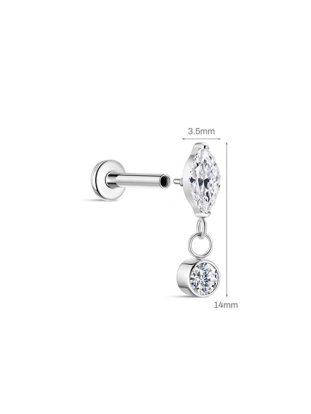 G23 Titanium Marquise Zircon Pendant Ear Piercing Stud-Olarajewelry