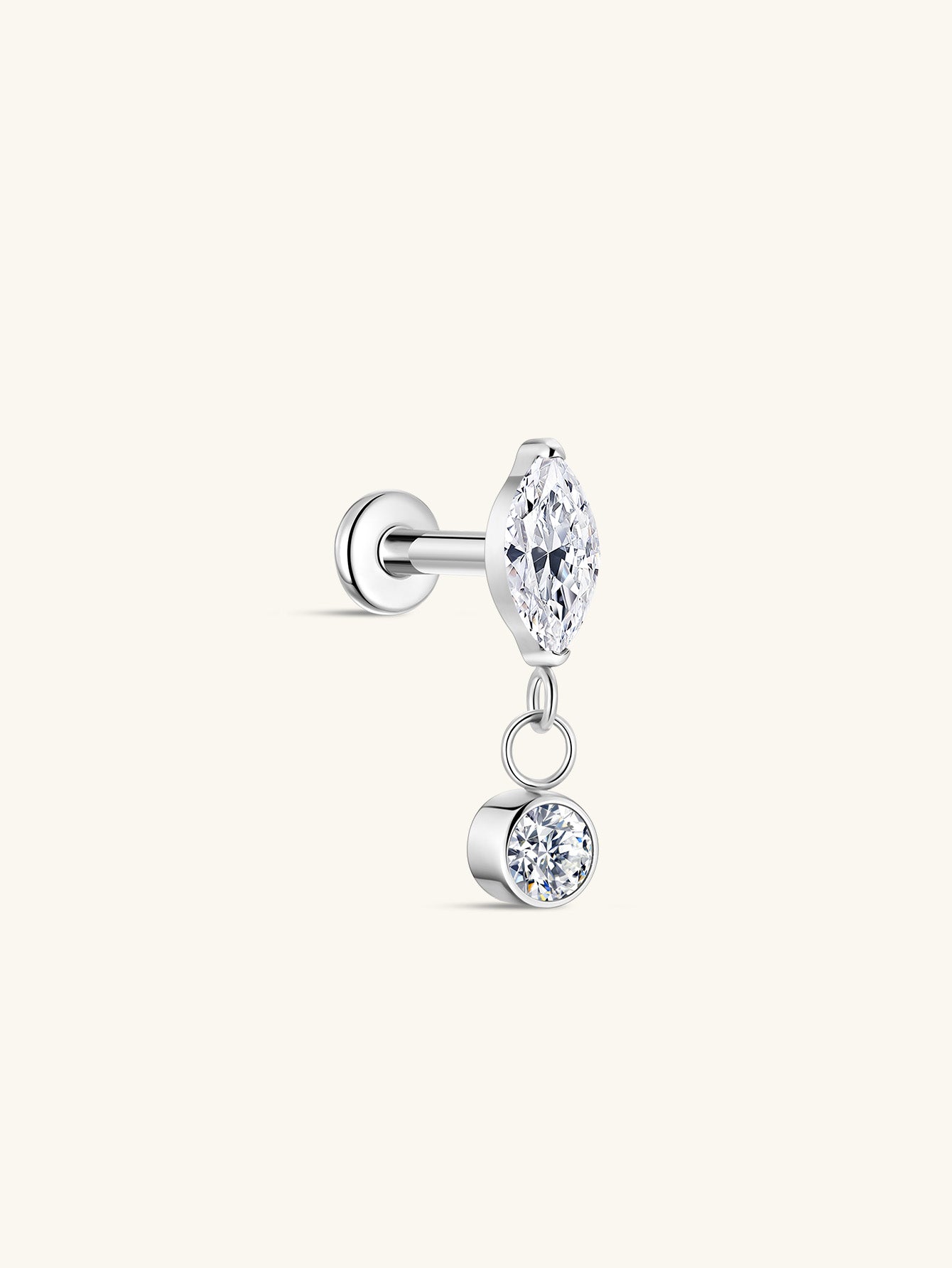 G23 Titanium Marquise Zircon Pendant Ear Piercing Stud-Olarajewelry