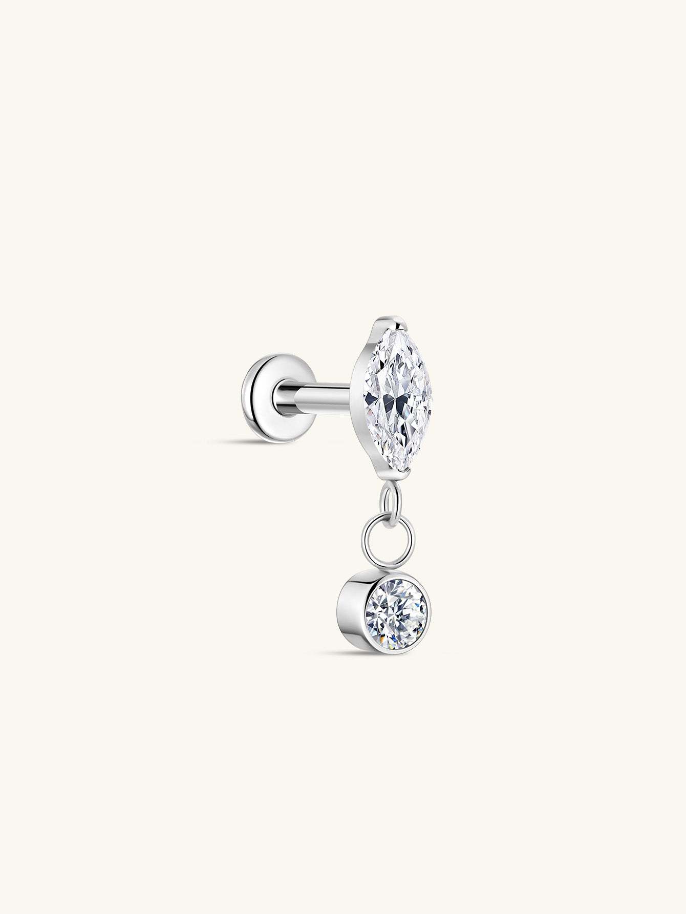 G23 Titanium Marquise Zircon Pendant Ear Piercing Stud-Olarajewelry