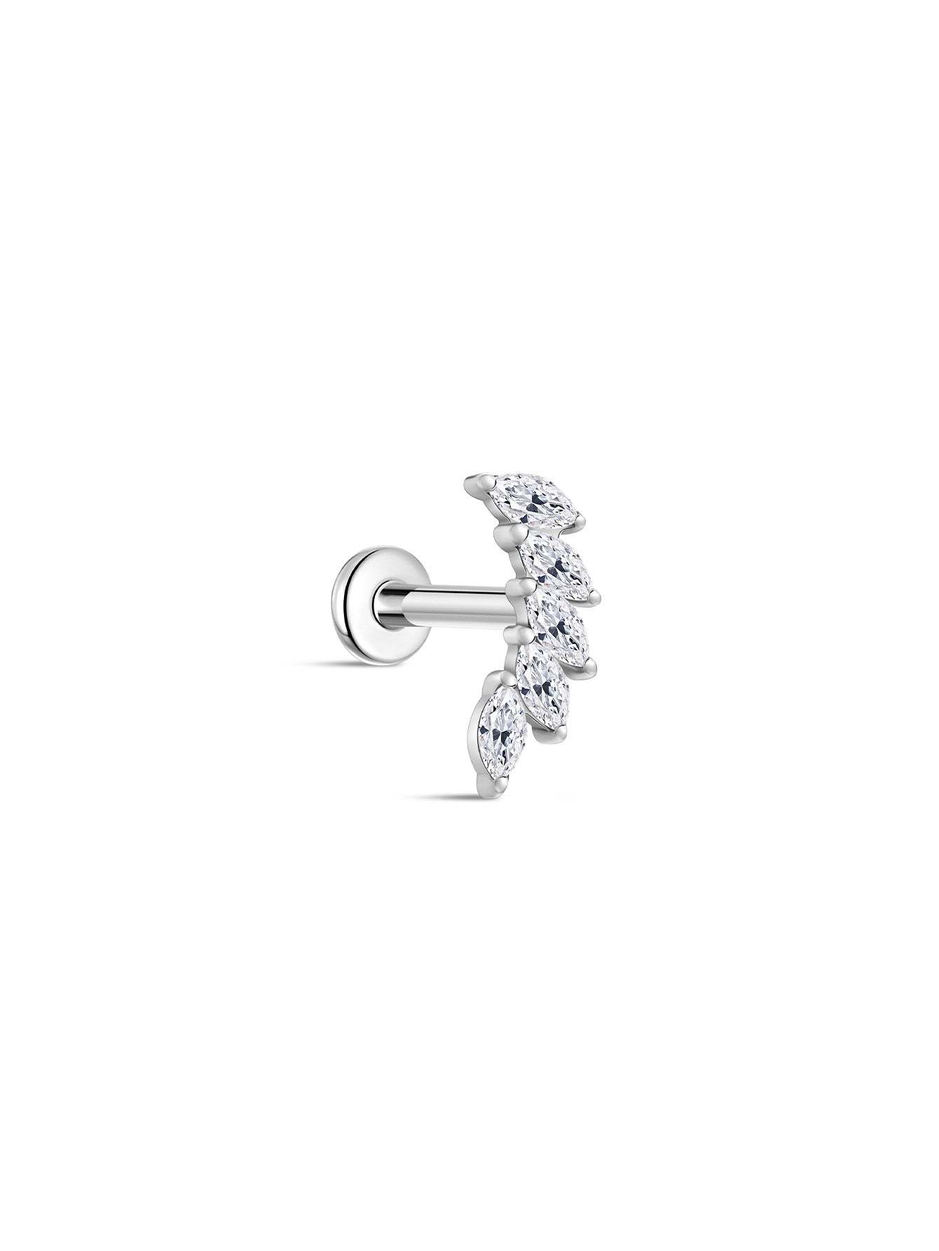 G23 Titanium Arc Arranged Zircons Ear Piercing Stud-Olarajewelry