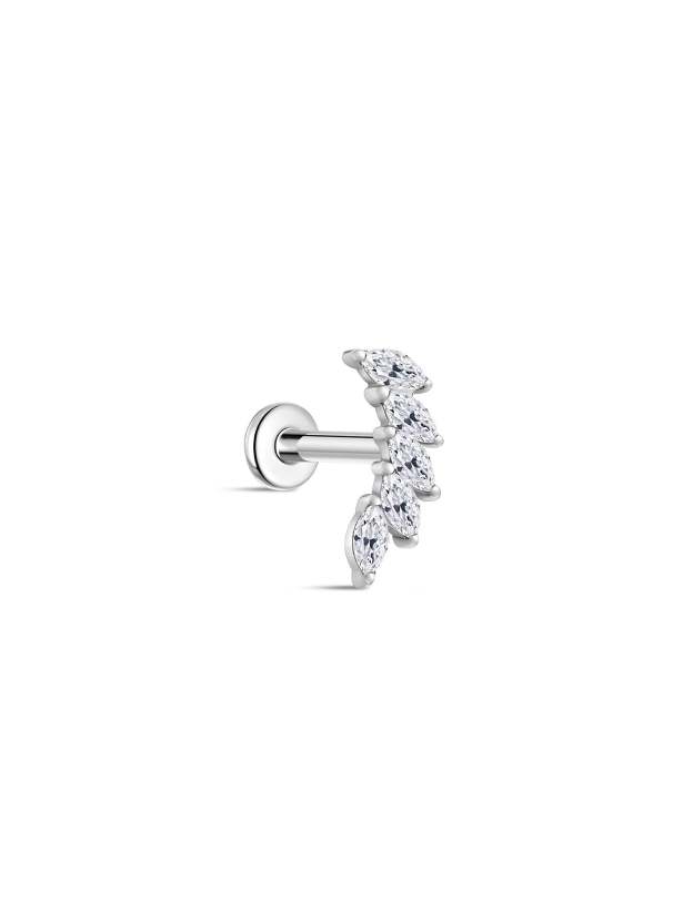 G23 Titanium Arc Arranged Zircons Ear Piercing Stud-Olarajewelry