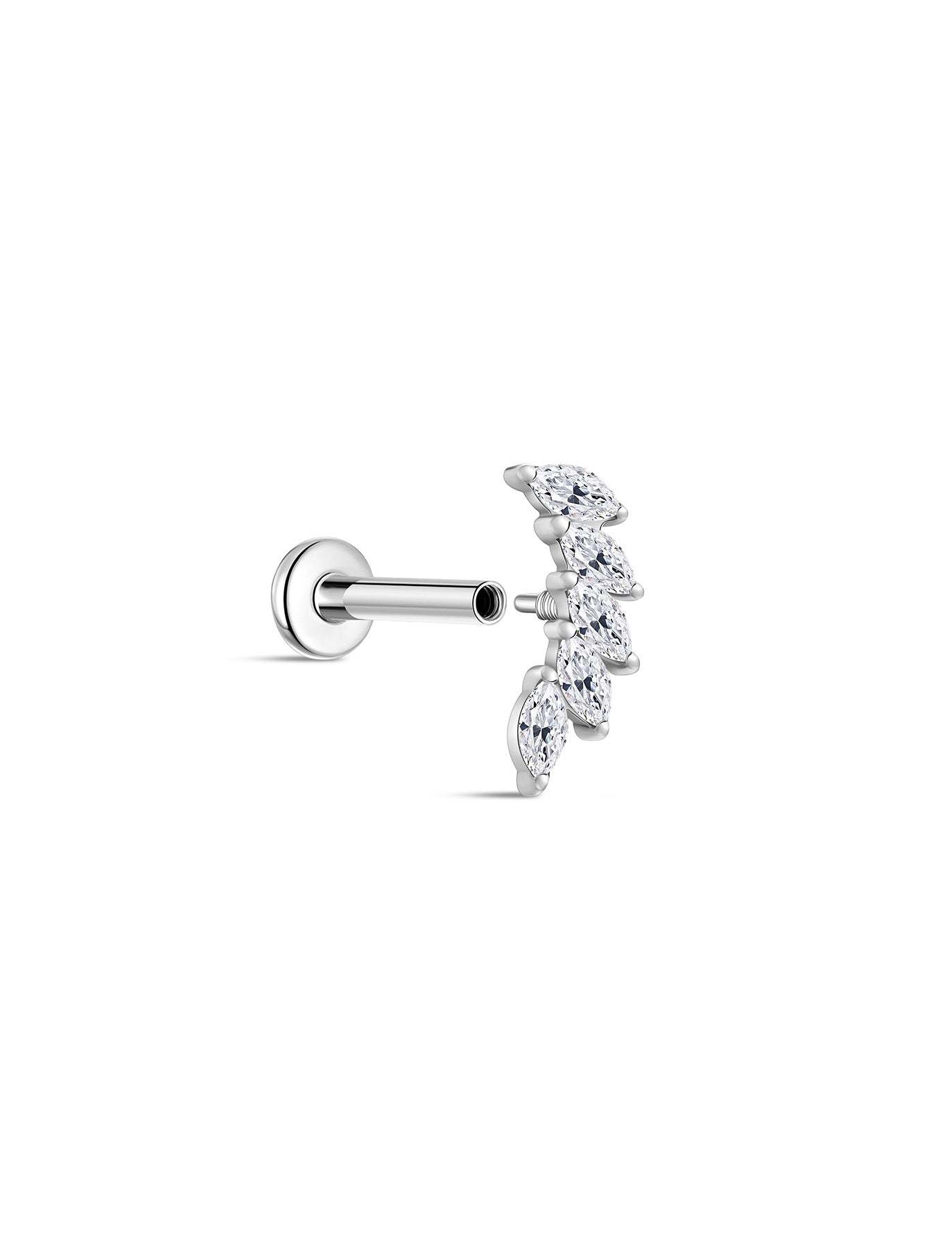 G23 Titanium Arc Arranged Zircons Ear Piercing Stud-Olarajewelry