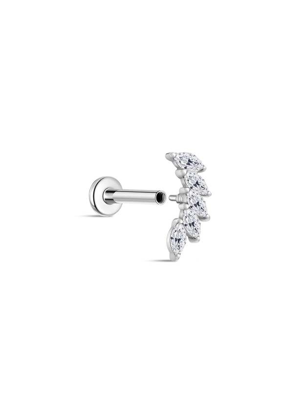 G23 Titanium Arc Arranged Zircons Ear Piercing Stud-Olarajewelry