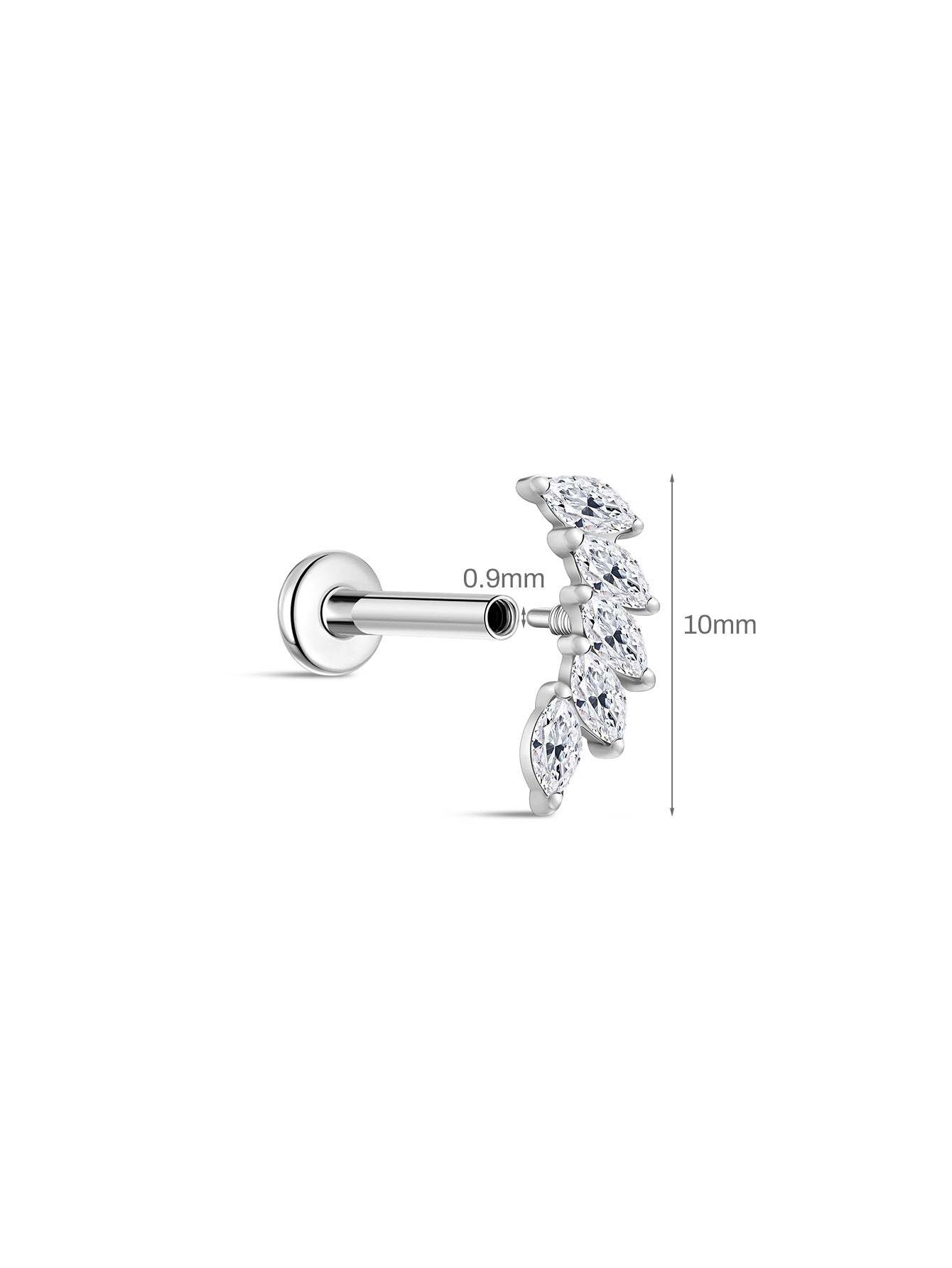G23 Titanium Arc Arranged Zircons Ear Piercing Stud-Olarajewelry