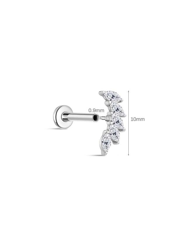 G23 Titanium Arc Arranged Zircons Ear Piercing Stud-Olarajewelry