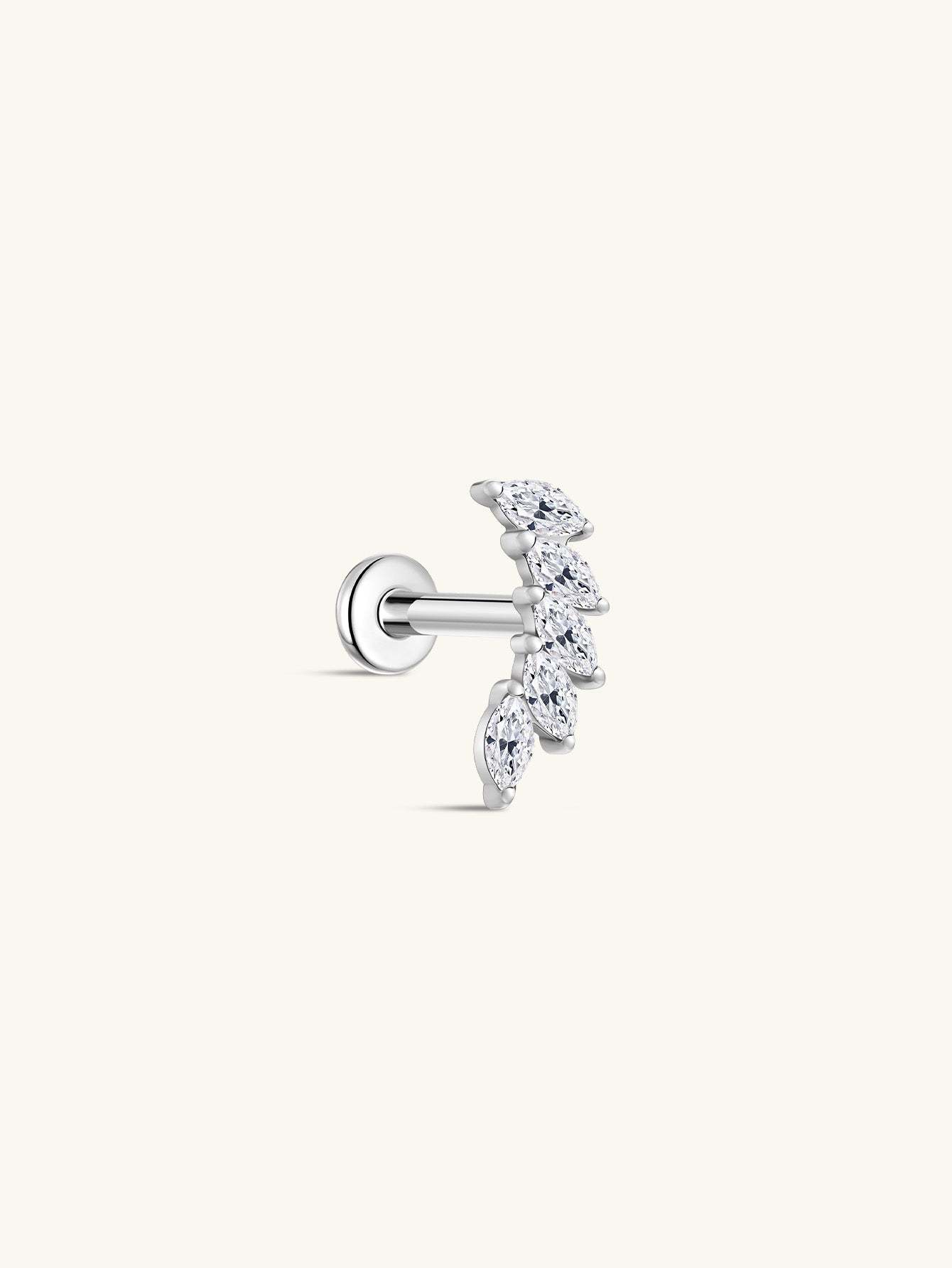 G23 Titanium Arc Arranged Zircons Ear Piercing Stud-Olarajewelry