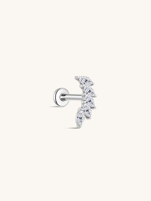 G23 Titanium Arc Arranged Zircons Ear Piercing Stud-Olarajewelry