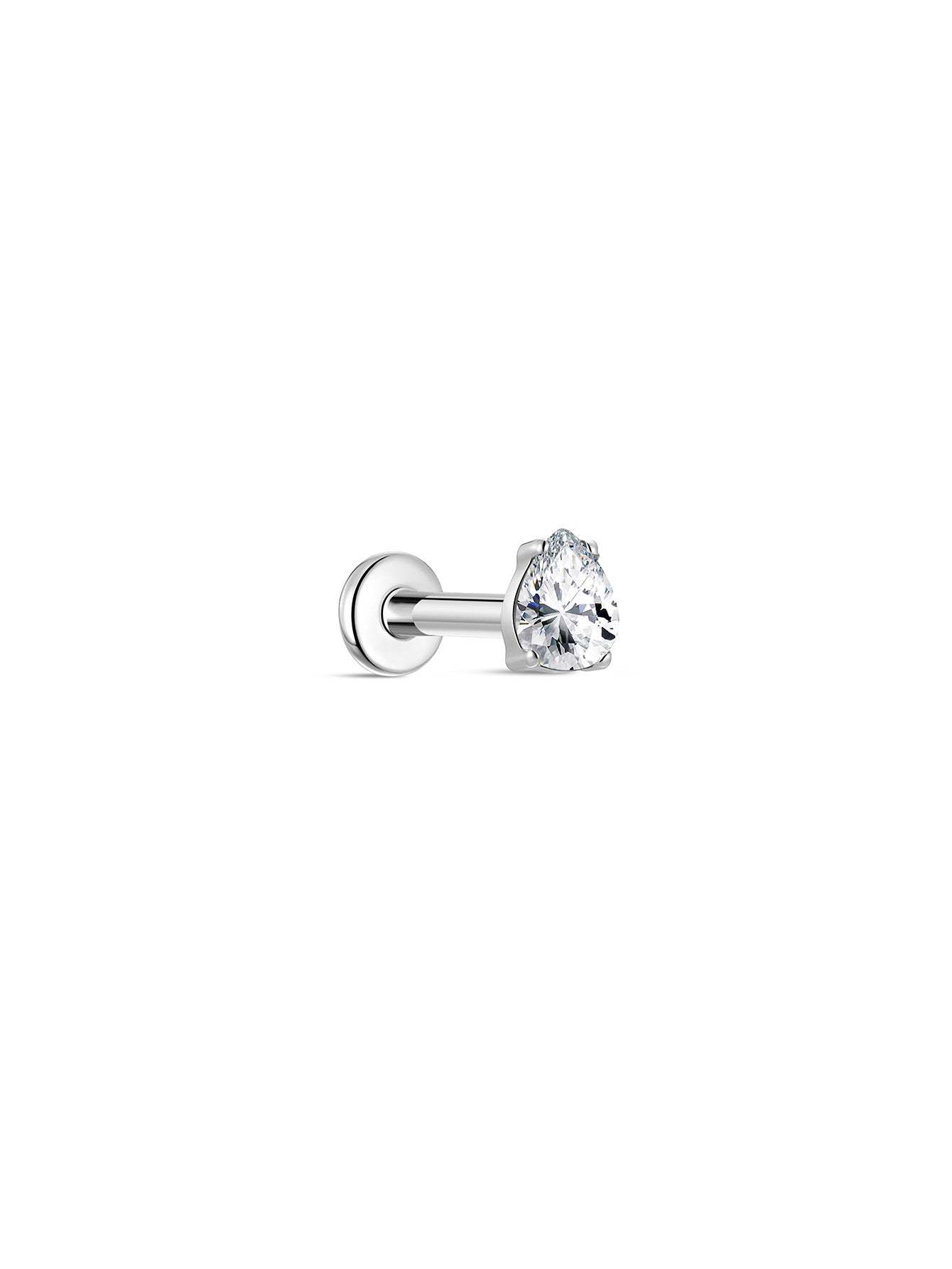 G23 Titanium Four-Claw Drop Zircon Ear Piercing Stud-Olarajewelry