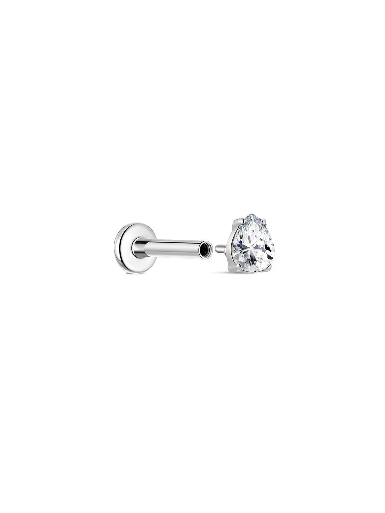 G23 Titanium Four-Claw Drop Zircon Ear Piercing Stud-Olarajewelry
