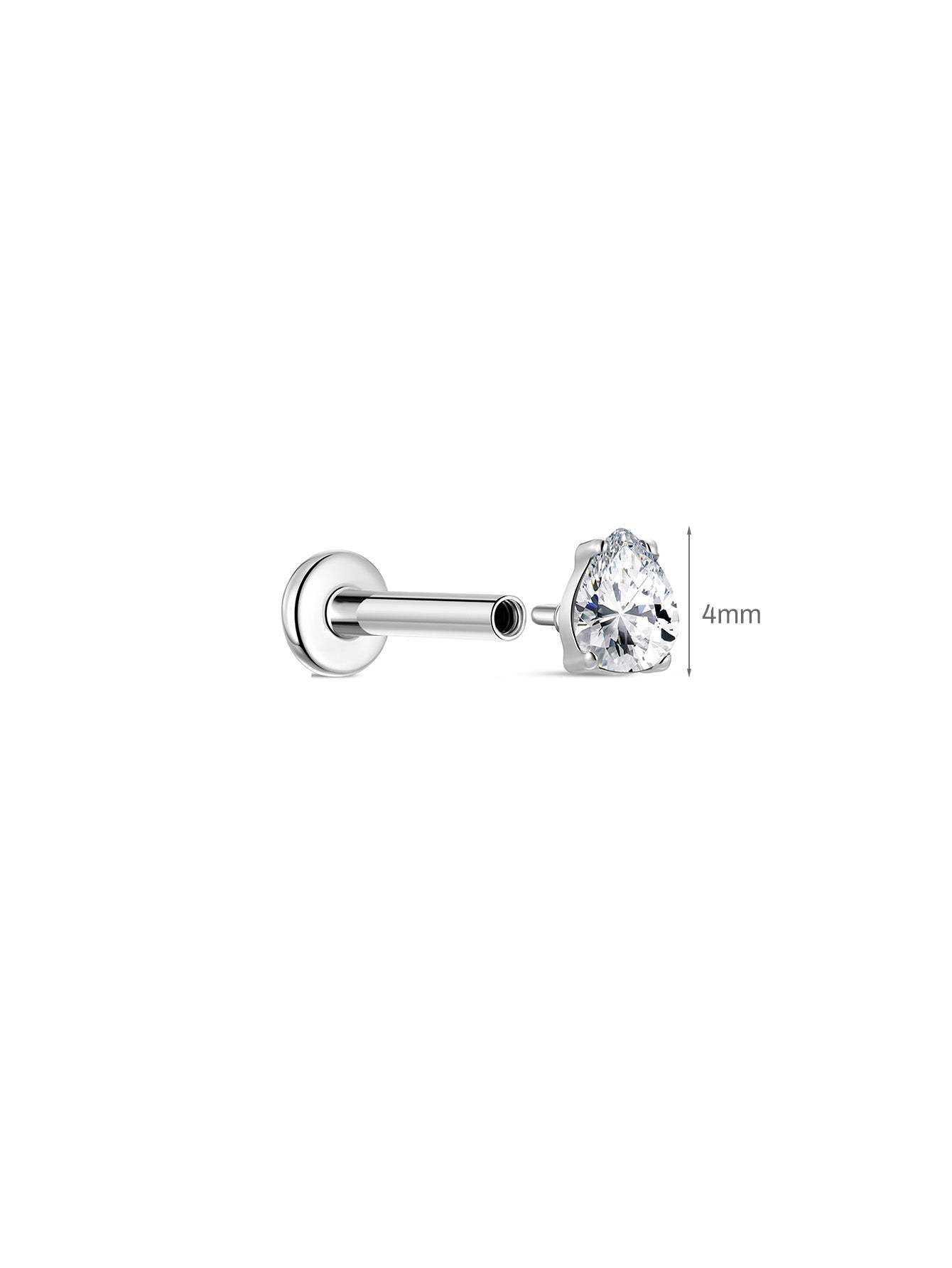 G23 Titanium Four-Claw Drop Zircon Ear Piercing Stud-Olarajewelry