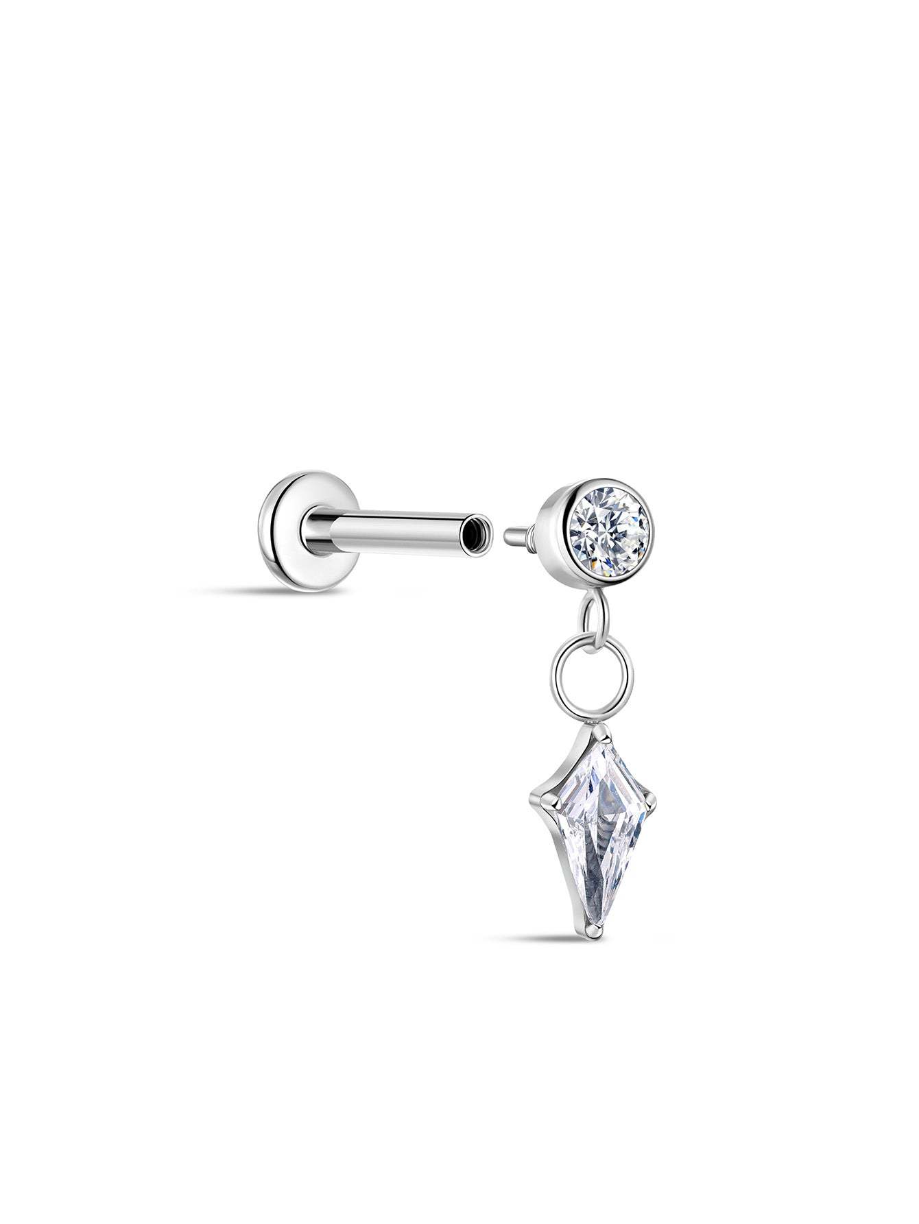 G23 Titanium Mini Rhombus Pendant Ear Piercing Stud-Olarajewelry