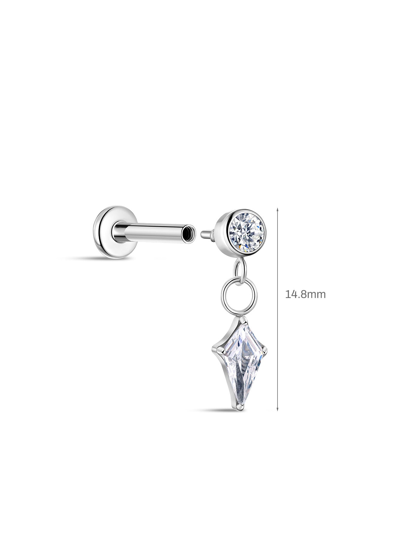 G23 Titanium Mini Rhombus Pendant Ear Piercing Stud-Olarajewelry