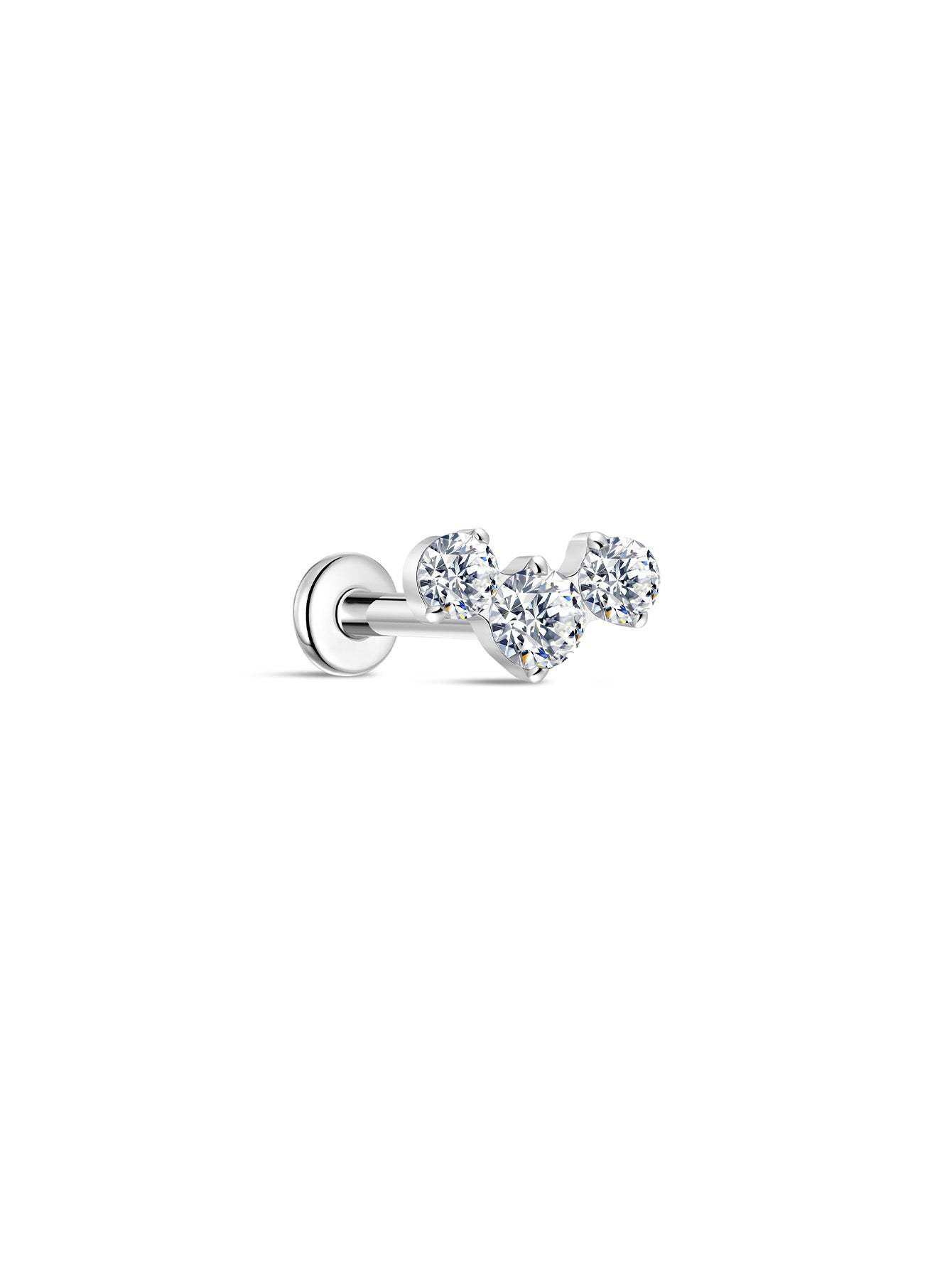 G23 Titanium Triple Spliced Zircon Ear Piercing Stud-Olarajewelry