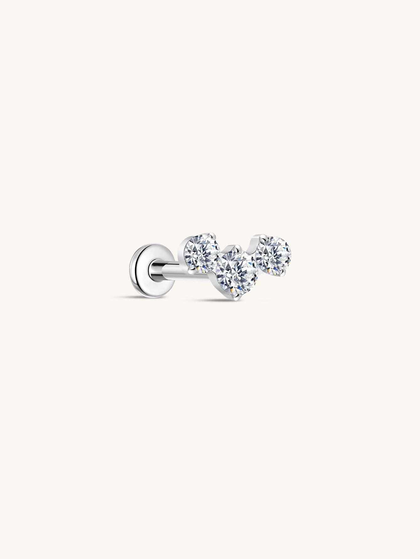 G23 Titanium Triple Spliced Zircon Ear Piercing Stud-Olarajewelry